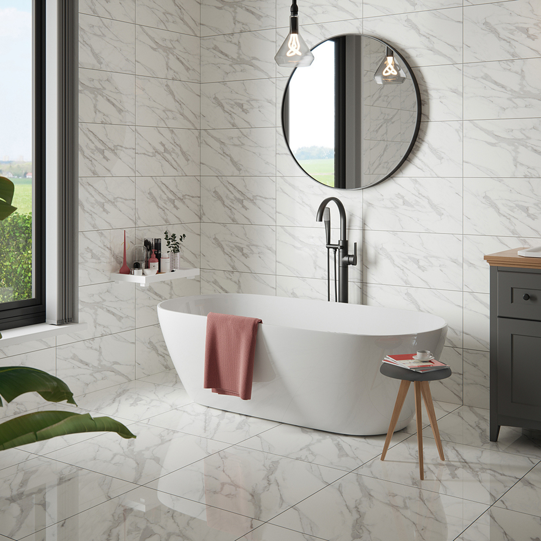 Classic Carrara White Porcelain Polished 30x60cm