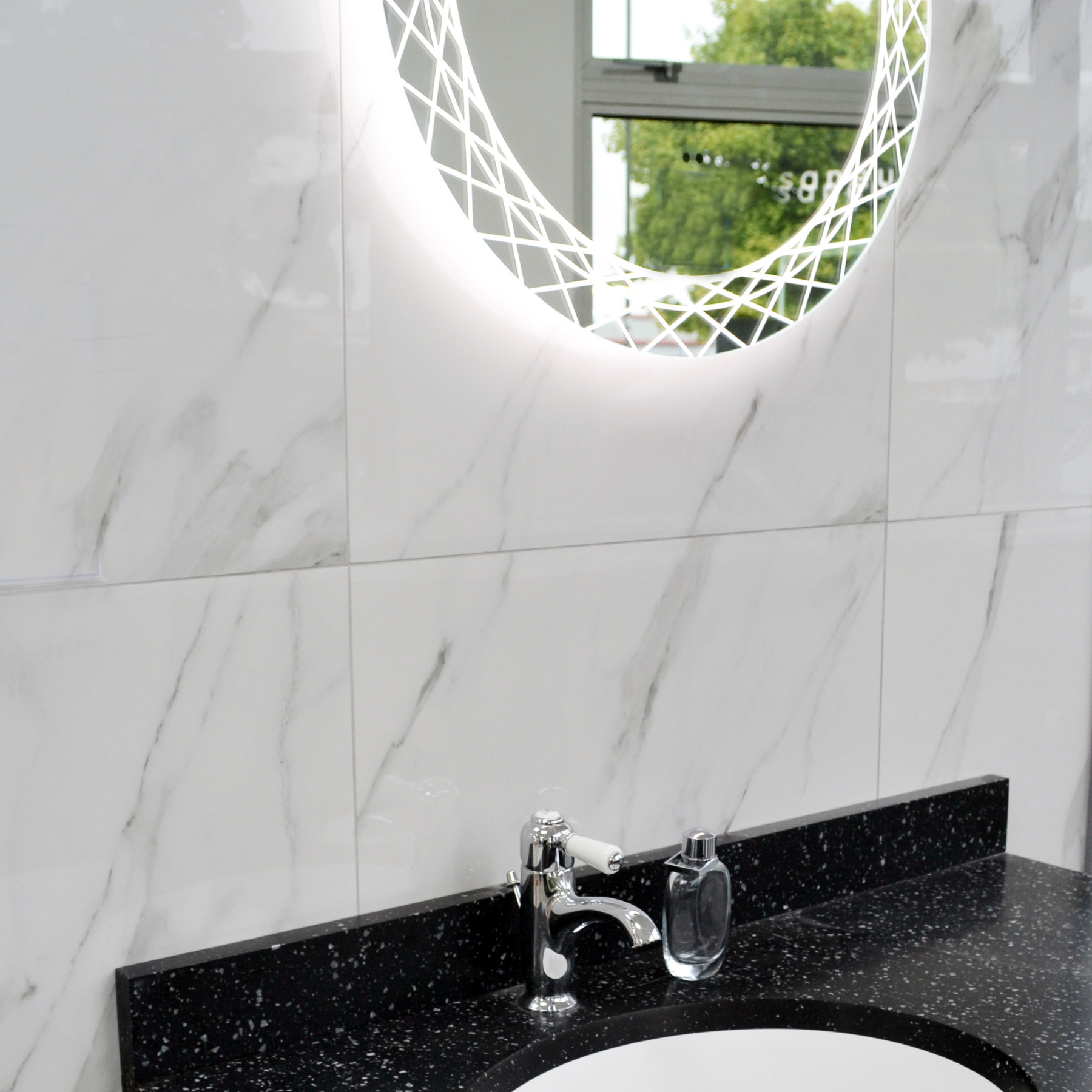 Classic Carrara Polished White Marble Porcelain Tile 60x60cm