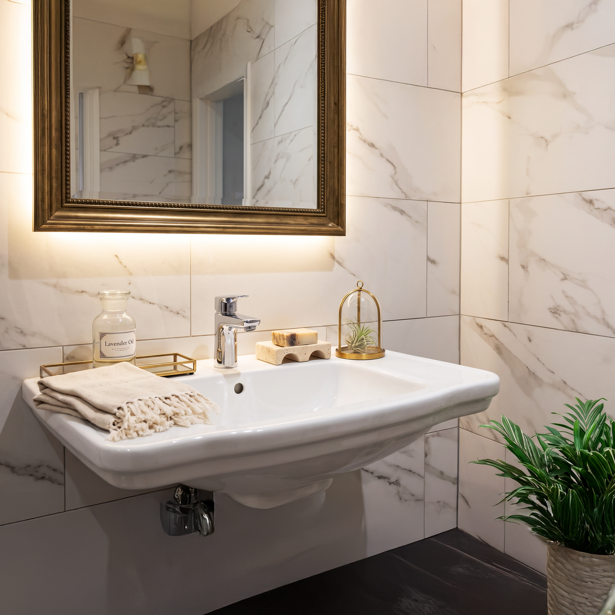 Classic Carrara Matt White Marble Effect Porcelain 30x60cm