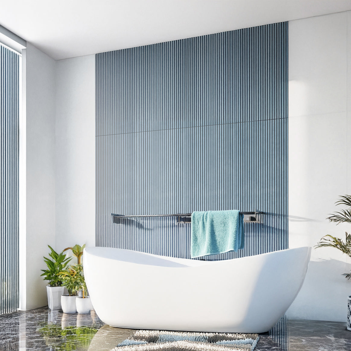 Concept Blue Lines Large Format Porcelain Matt Tile 60x120cm