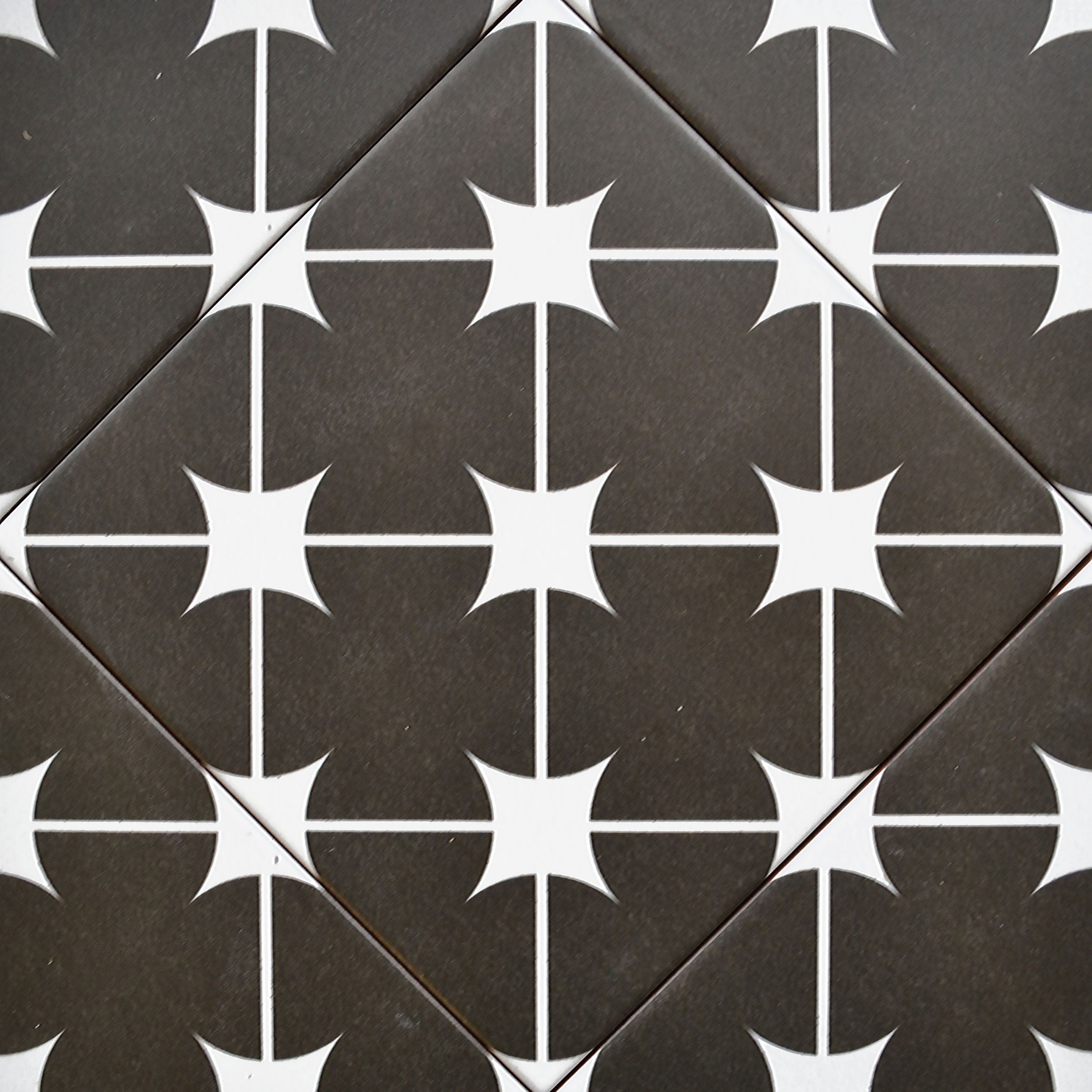 Celestia Black & White Diamond Pattern Ceramic Tile 20x20cm