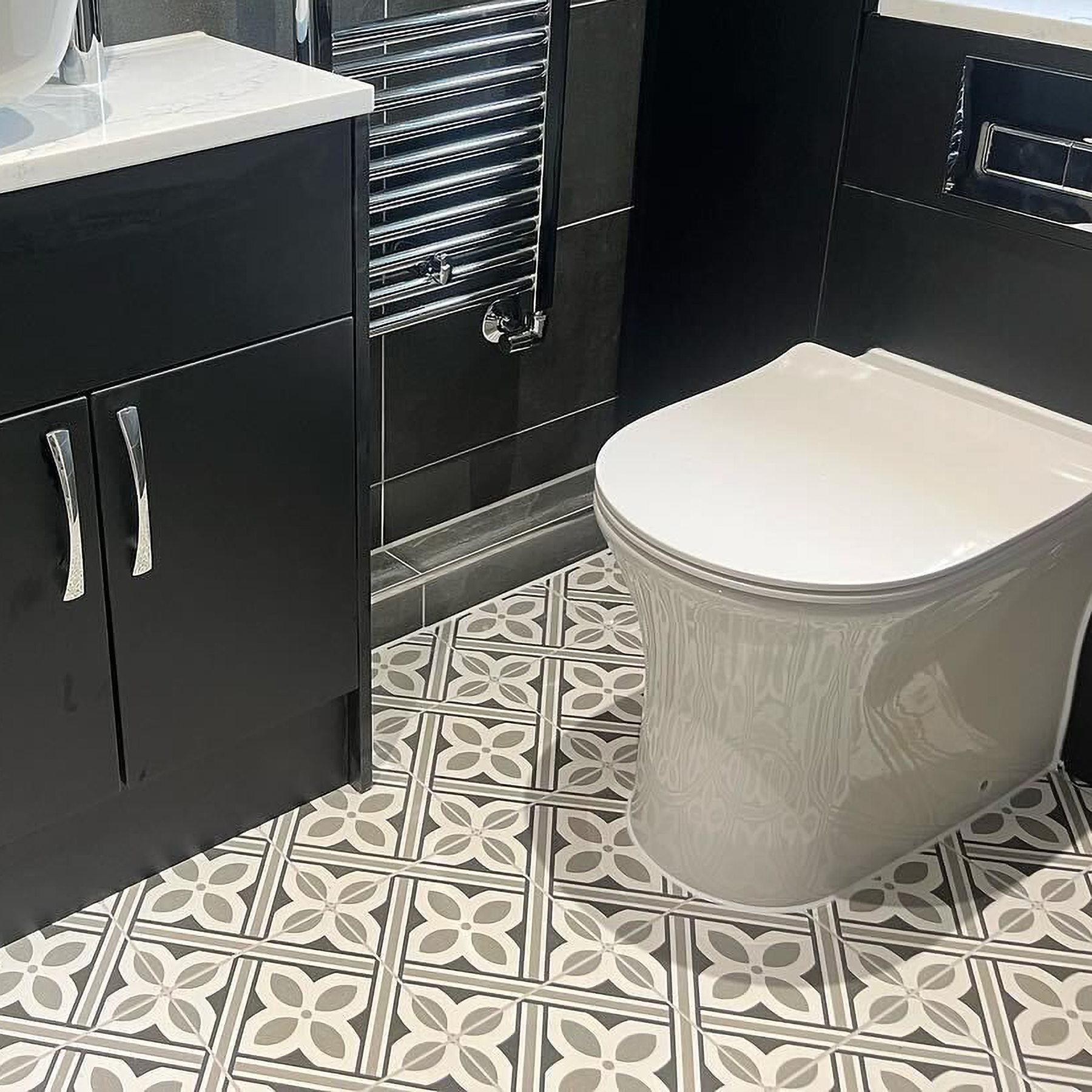 Aurora Grey & White Pattern Ceramic Matt Tile 20x20cm