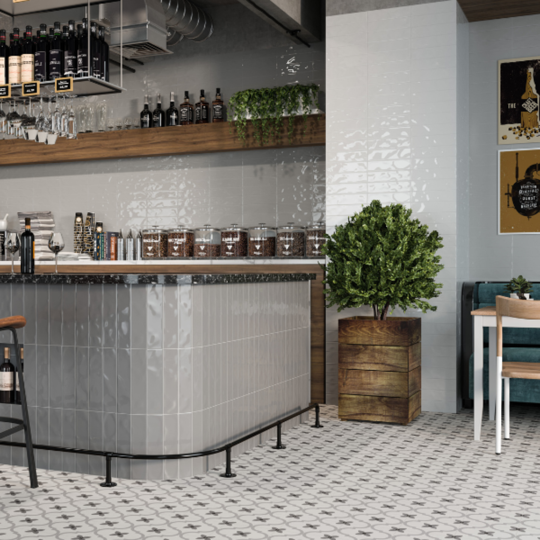 Delano Grey Pattern Ceramic Slip Resistant Tile 20x20cm