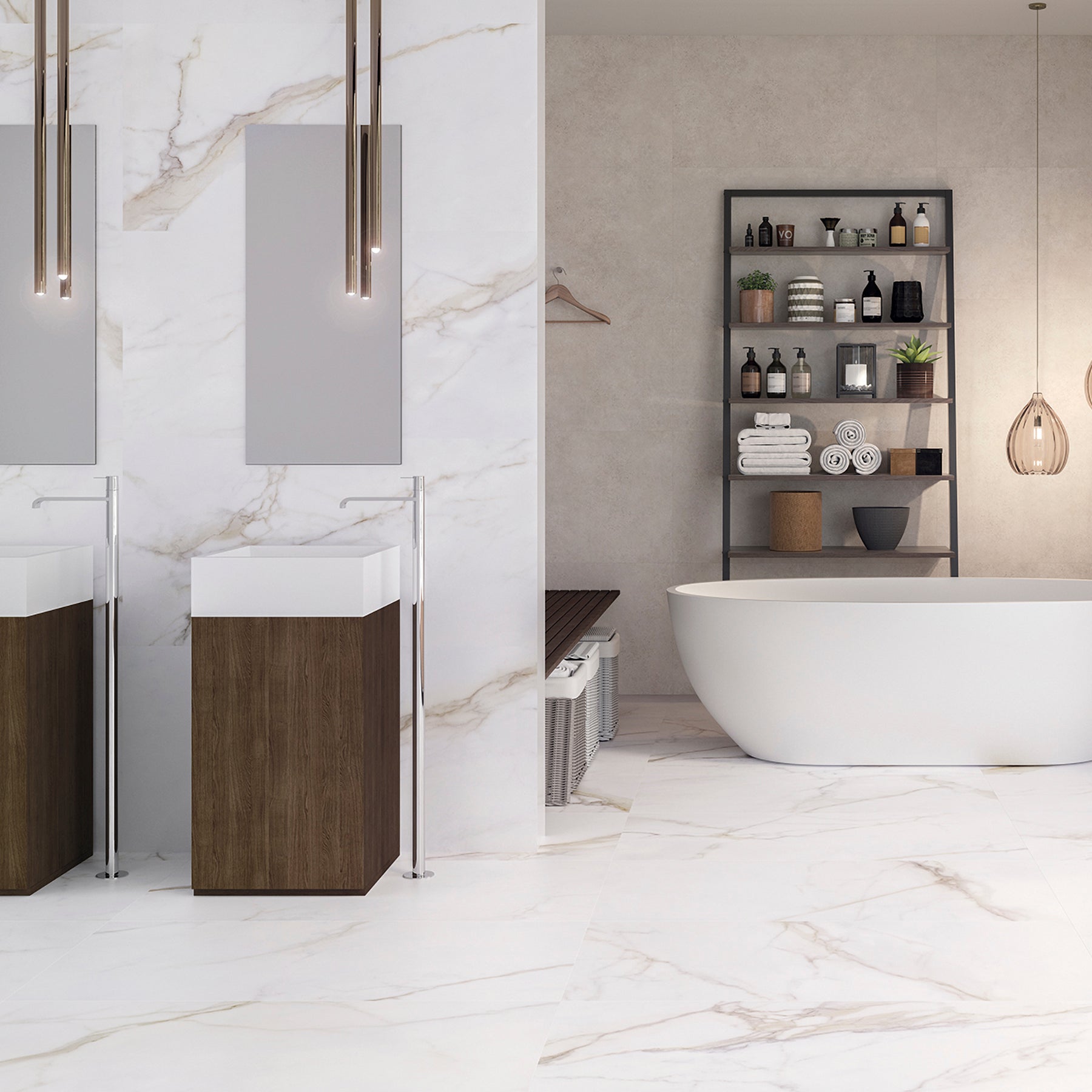 Dragoni Gold Vein White Marble Effect Porcelain 60x120cm
