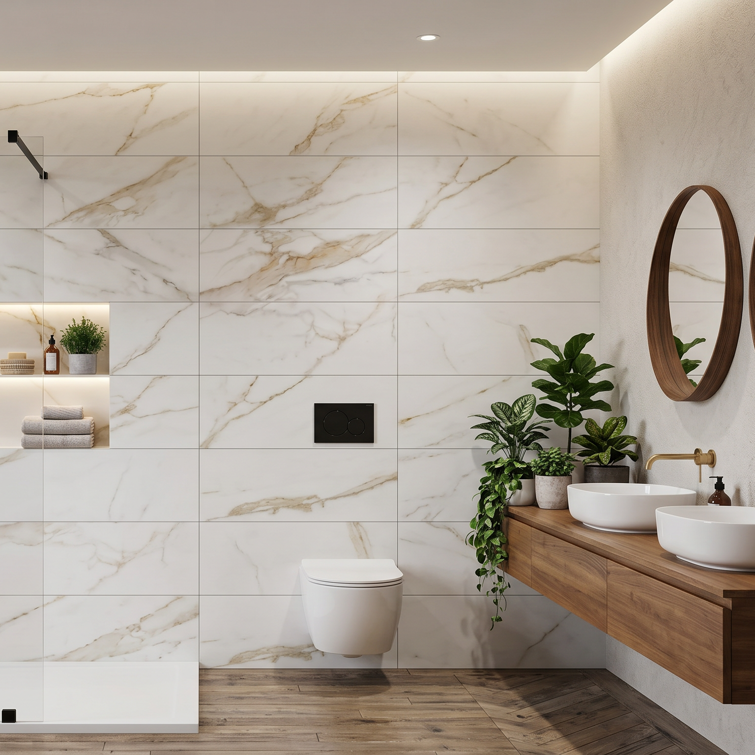 Dragoni Gold Vein White Marble Effect Porcelain Tile 30x60cm