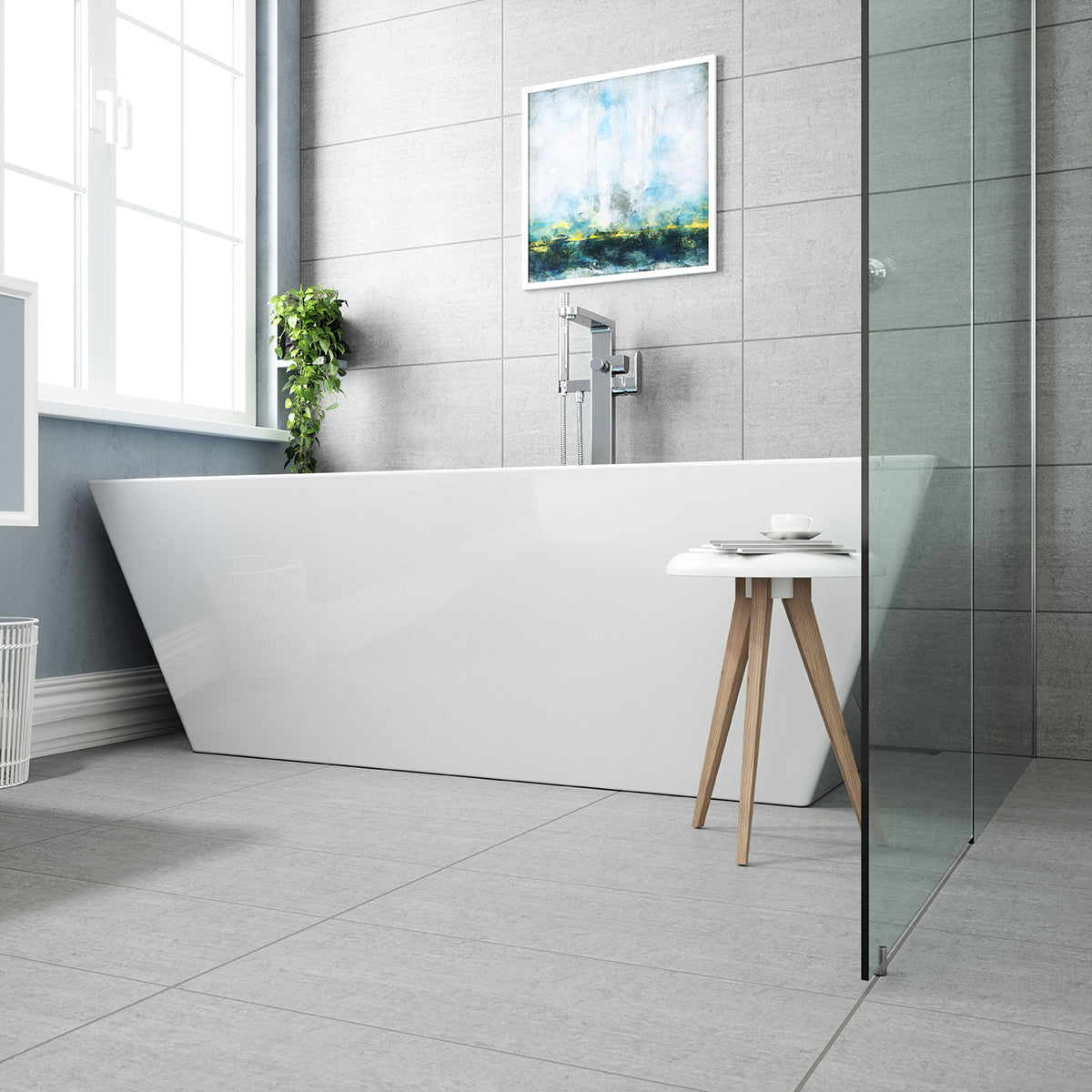 Geona Light Grey Porcelain Textured Tile 30x60cm 7.2mm