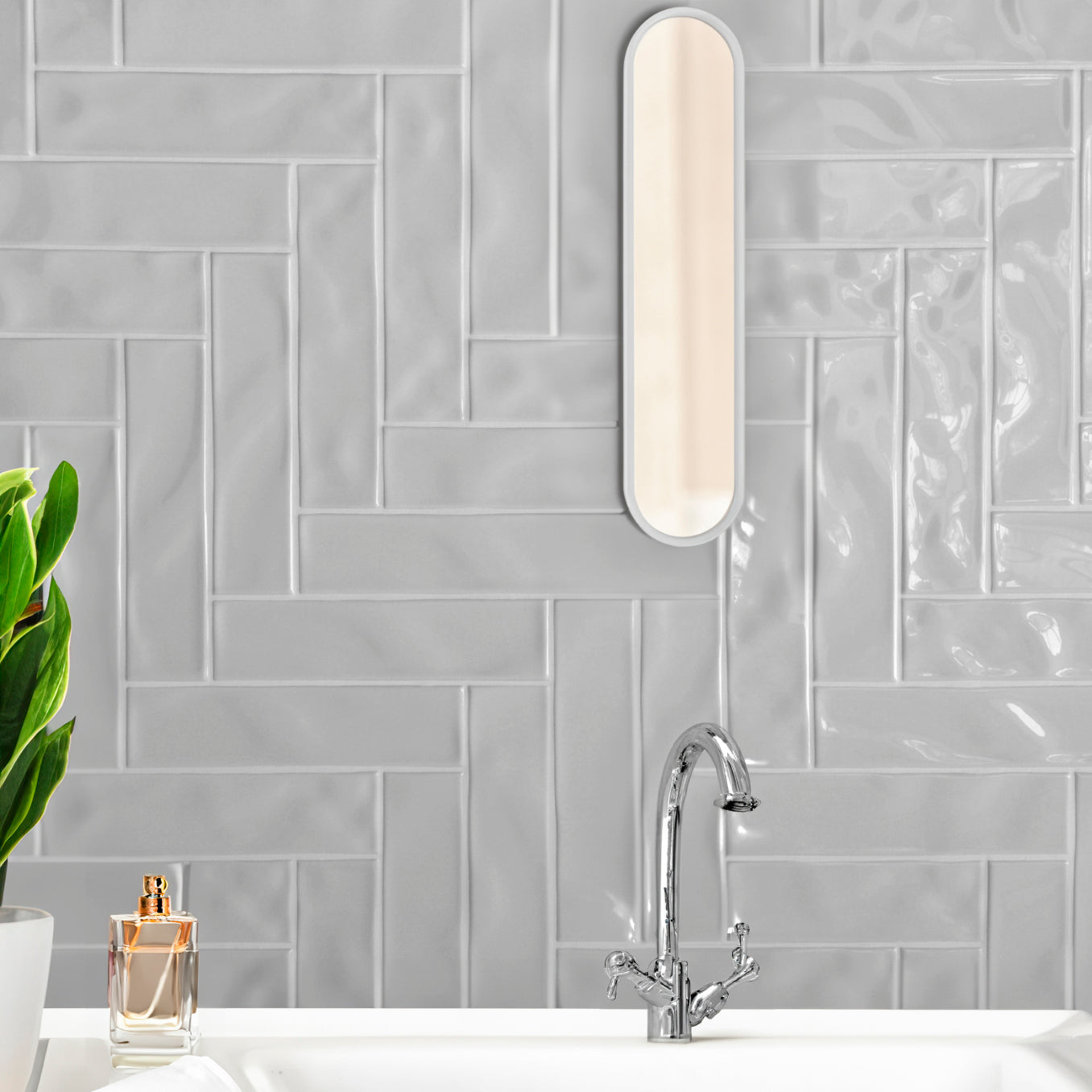 Florida Gris Grey Ceramic Gloss Brick Wall Tile 7.5x30cm