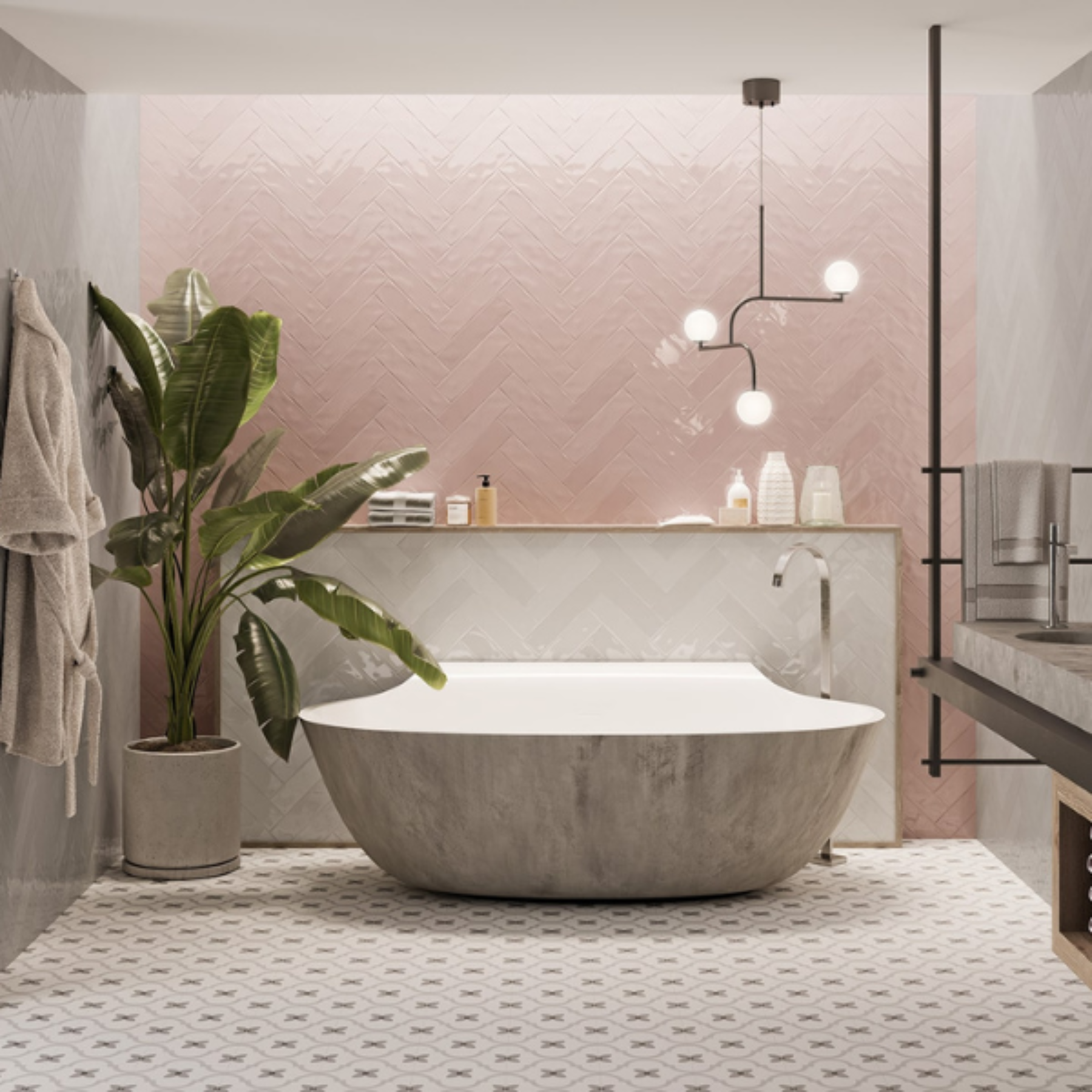 Florida Rosa Pastel Pink Ceramic Gloss Wall Tile 7.5x30cm