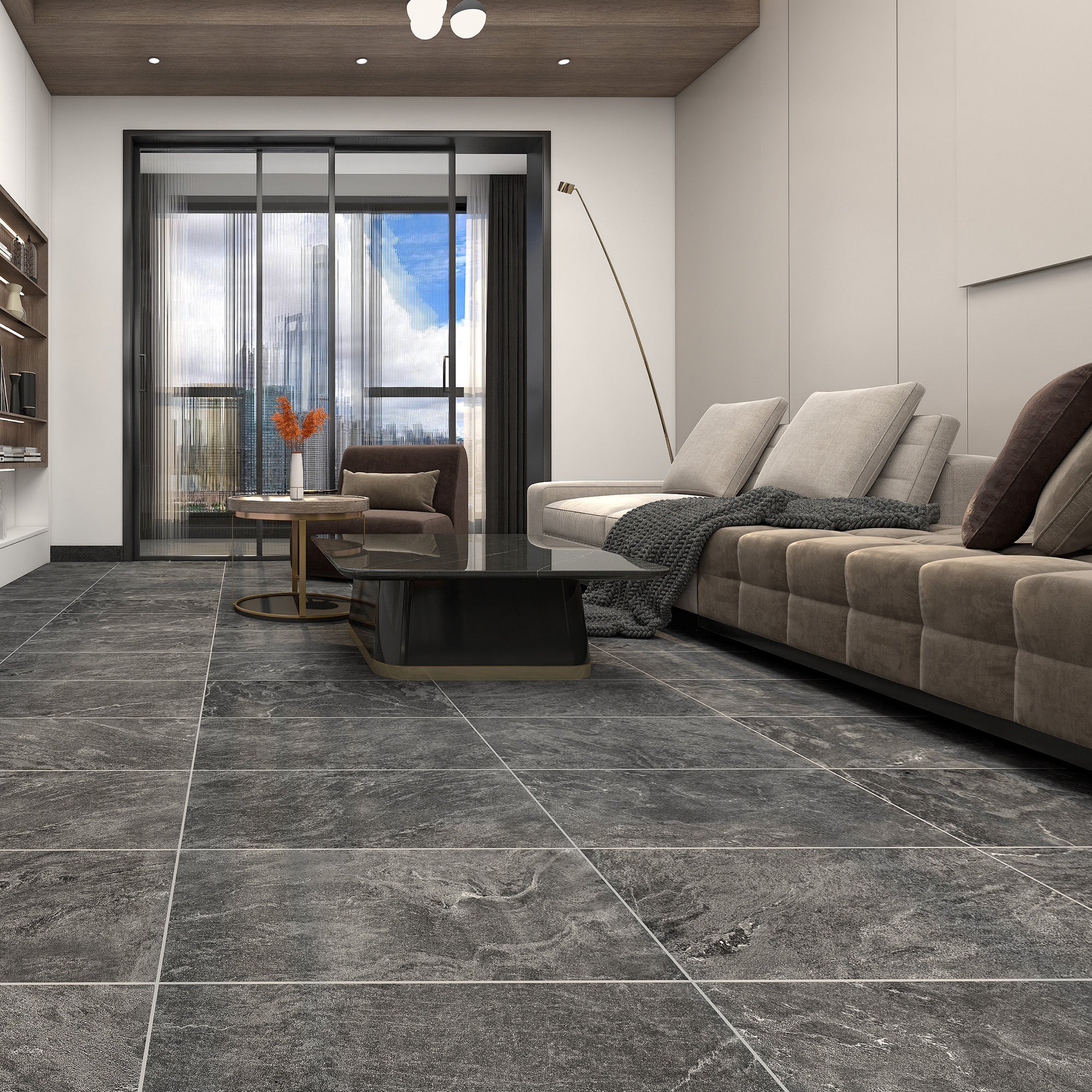 Florin Anthracite Porcelain Textured 30x60cm Frost/Slip Resistant ...