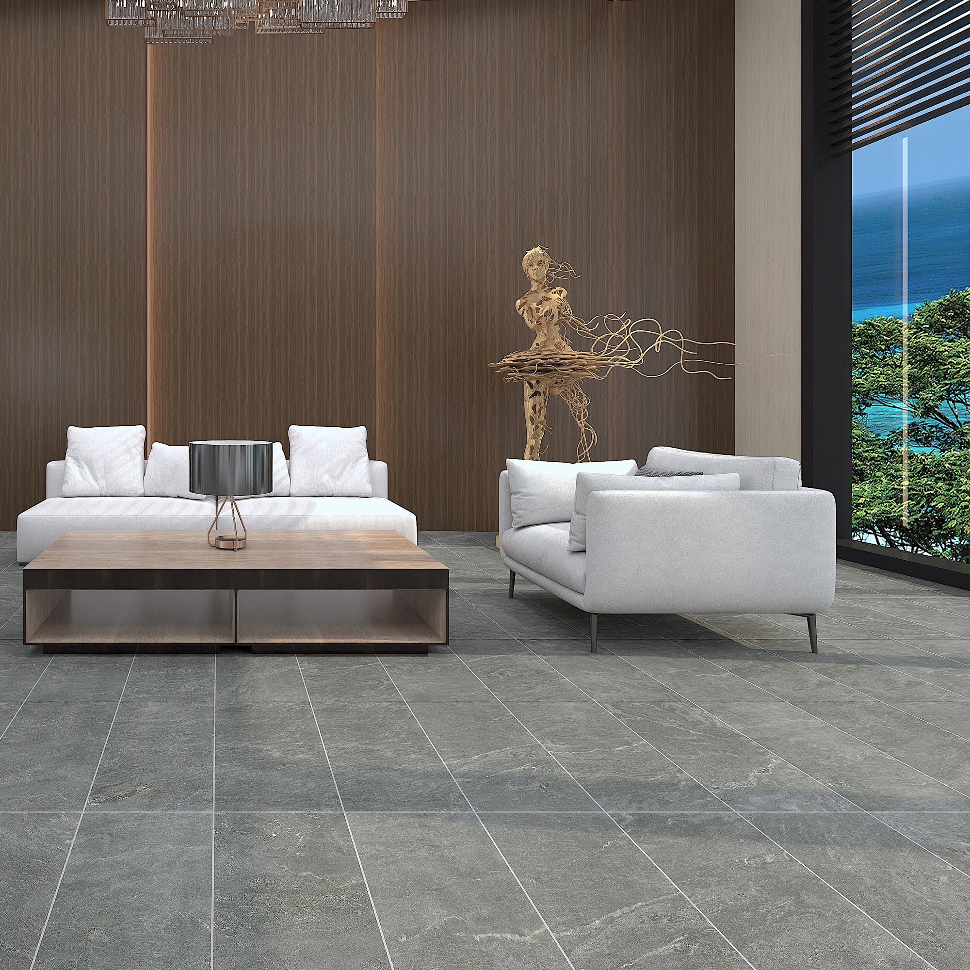 Florin Grey Slip Resistant Porcelain Textured Tile 30x60cm