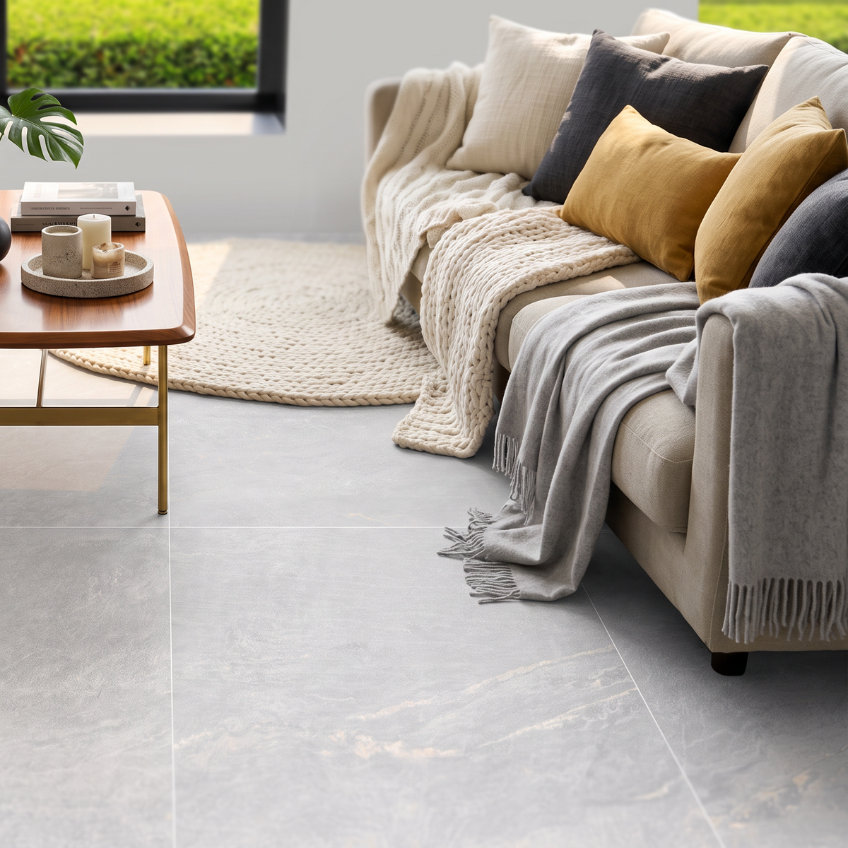 Florin Silver Slip Resistant Porcelain Textured Tile 60x60cm