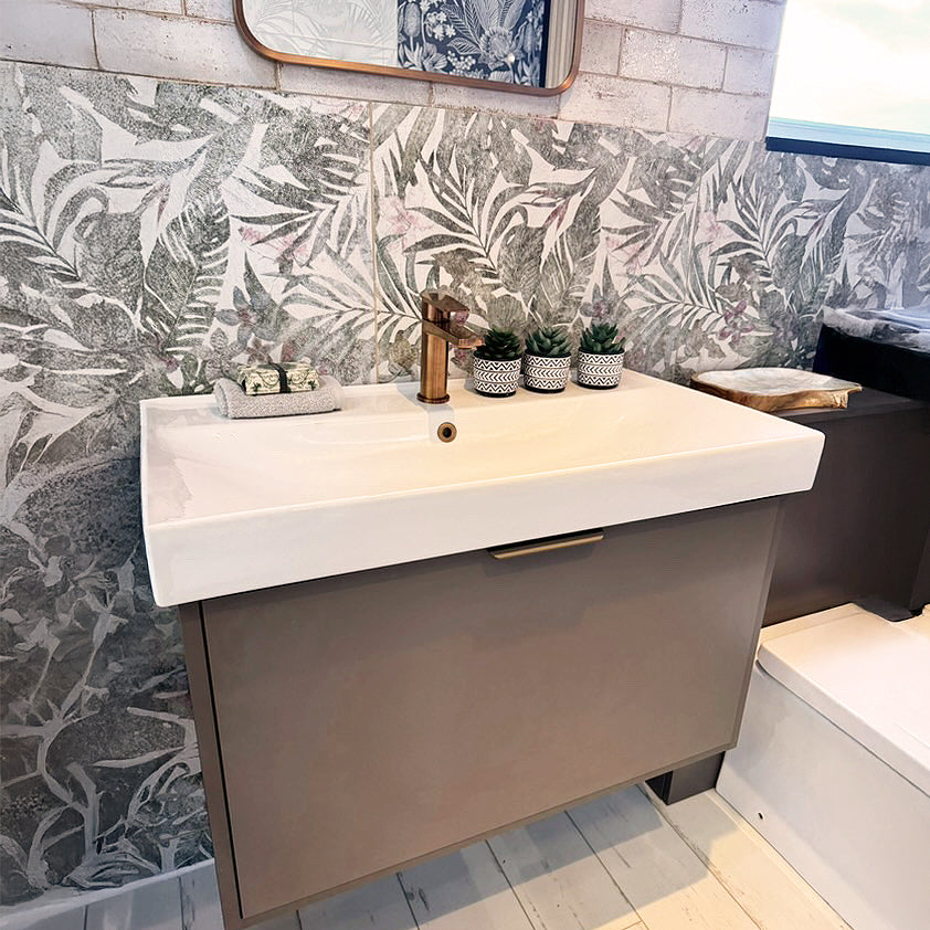 Flore White Green Botanical Floral Porcelain Tile 60x120cm