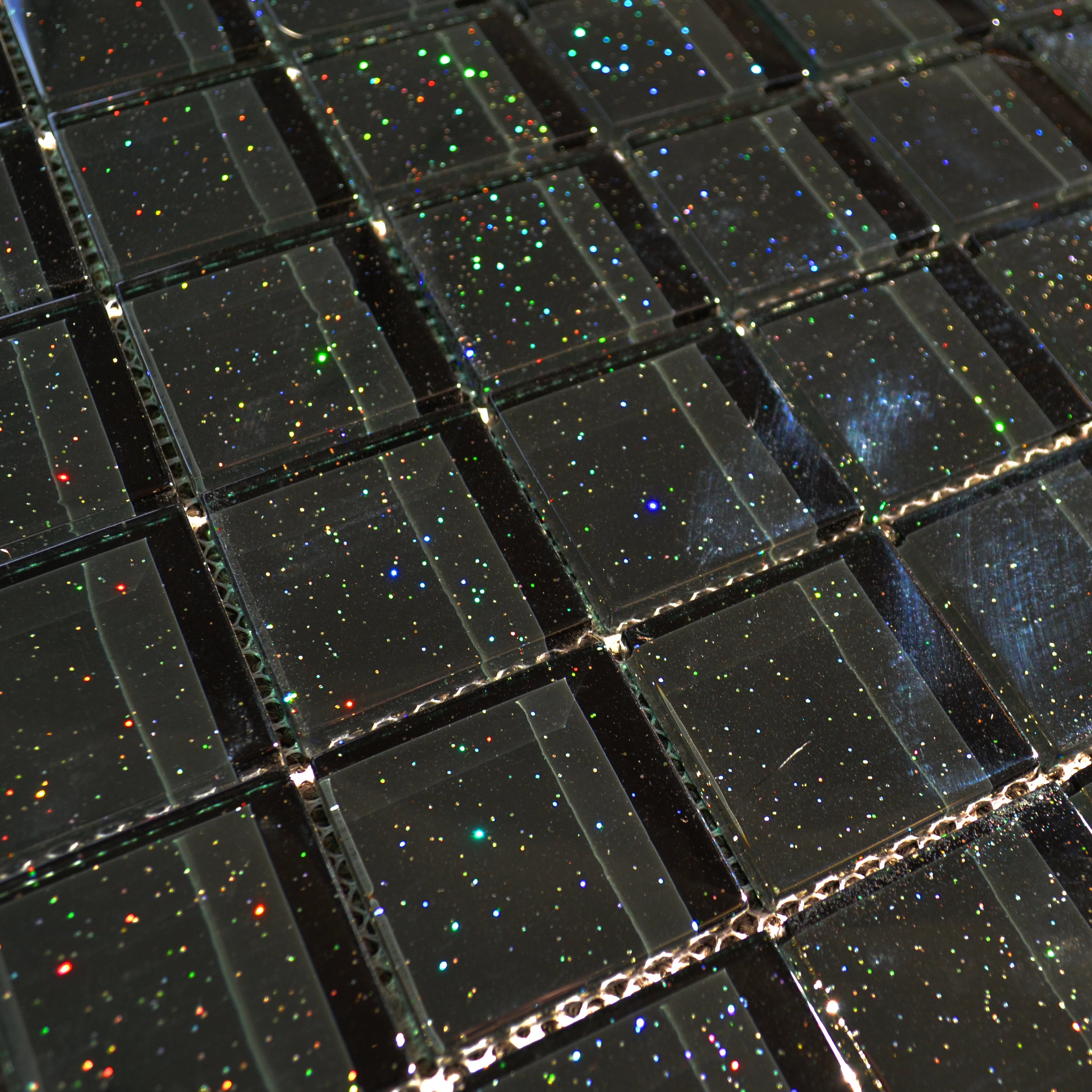 Galleon Black Sparkly Glitter Glass Gloss Mosaic 30x30cm