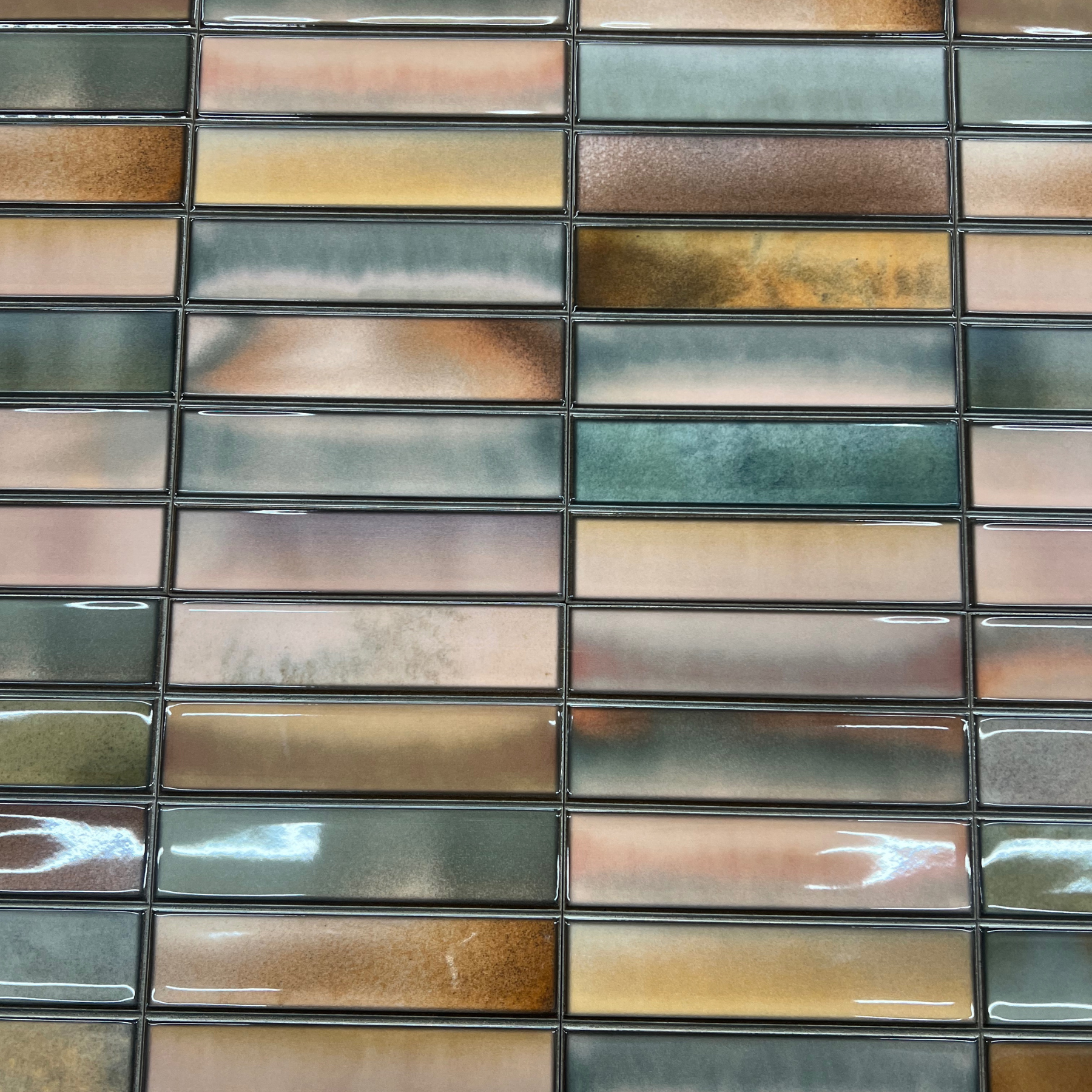 Bravier Garnet Brick Effect Ceramic Gloss Wall Tile 15x30cm