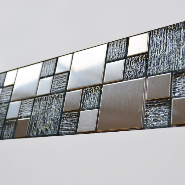 Gonzaga Anthracite Modular Glass & Metal Mosaic 30x30cm