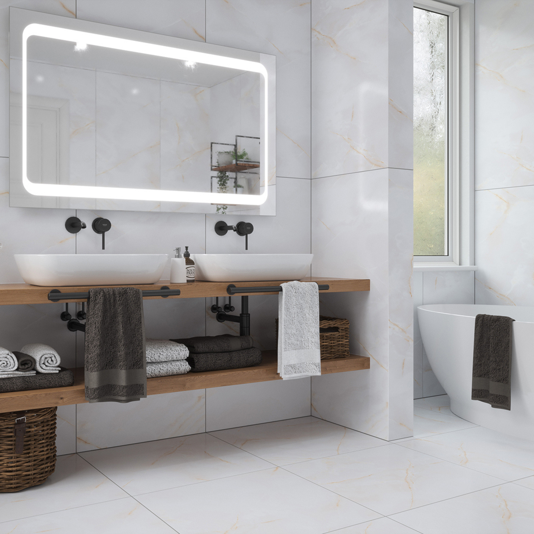 Silea Onyx Gold Effect Polished Porcelain Tile 60x120cm