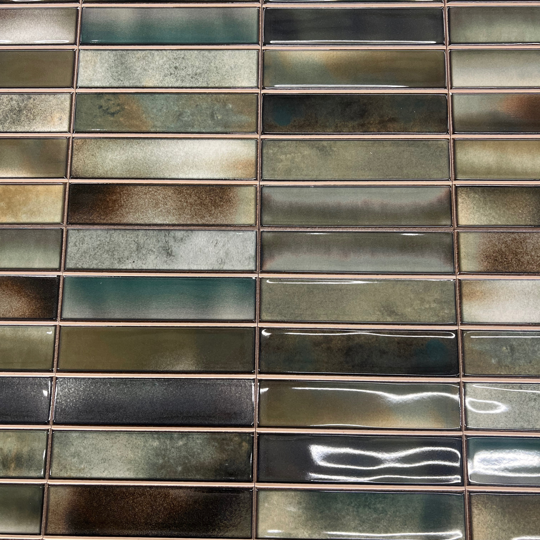 Bravier Green Brick Effect Ceramic Gloss Wall Tile 15x30cm