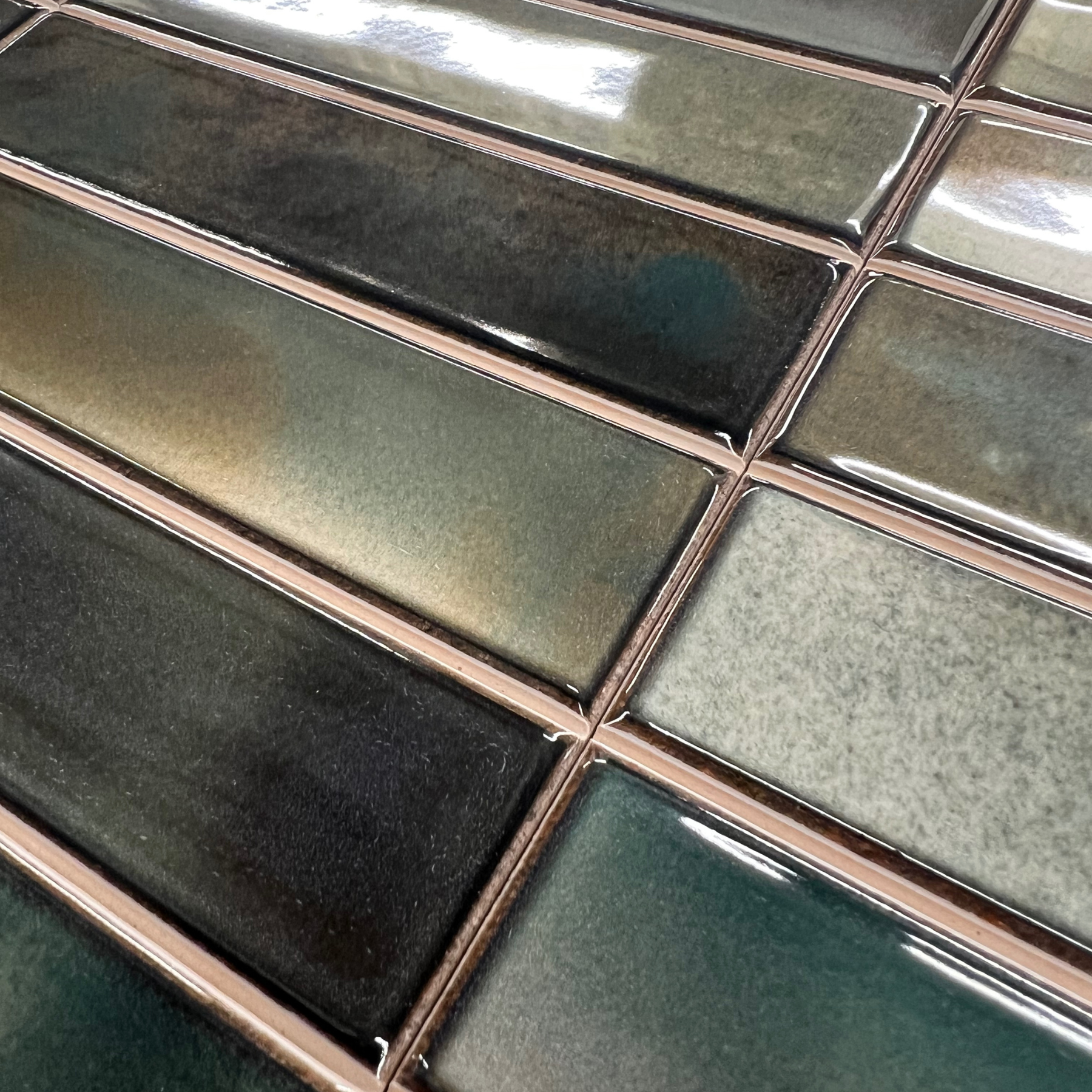 Bravier Green Brick Effect Ceramic Gloss Wall Tile 15x30cm
