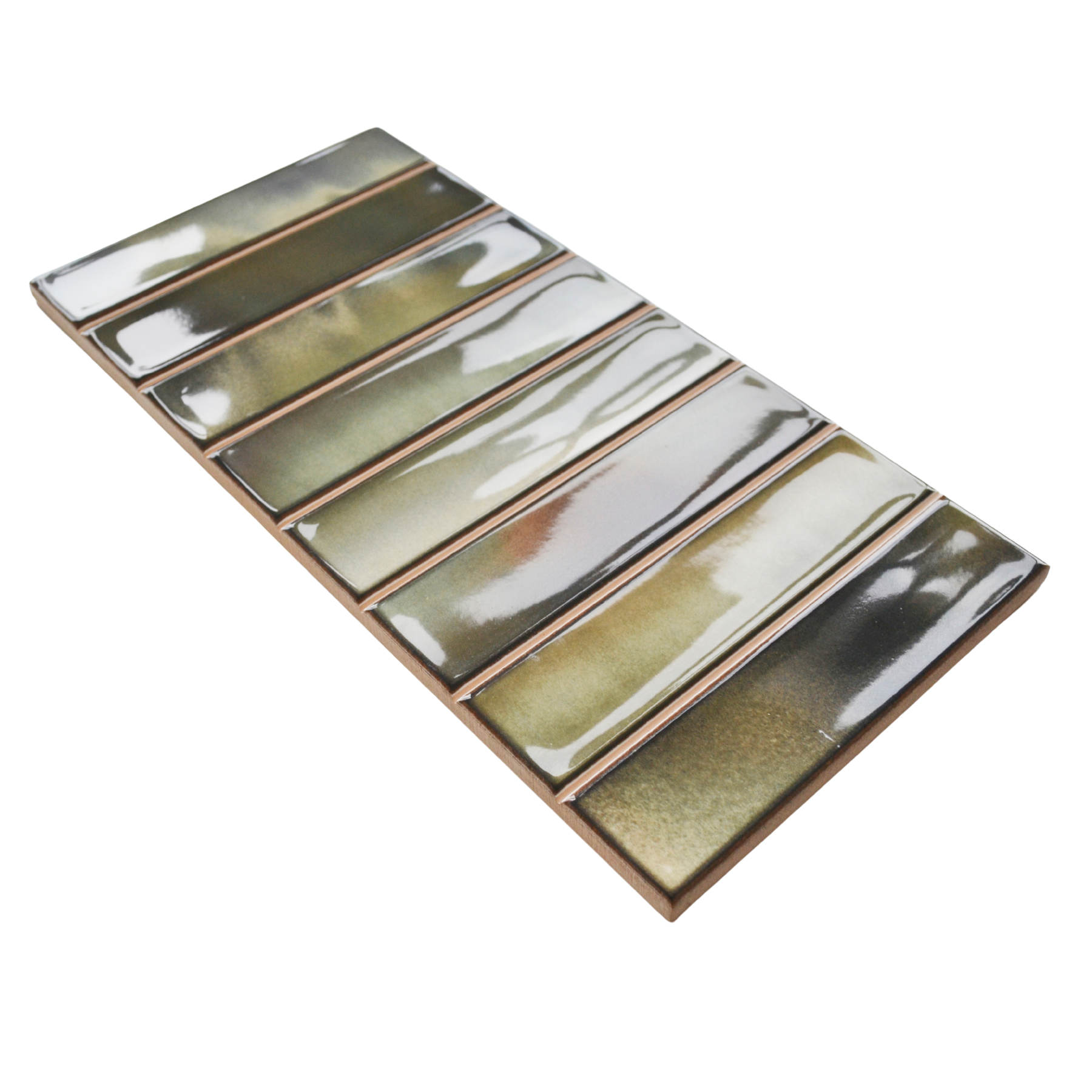 Bravier Green Brick Effect Ceramic Gloss Wall Tile 15x30cm