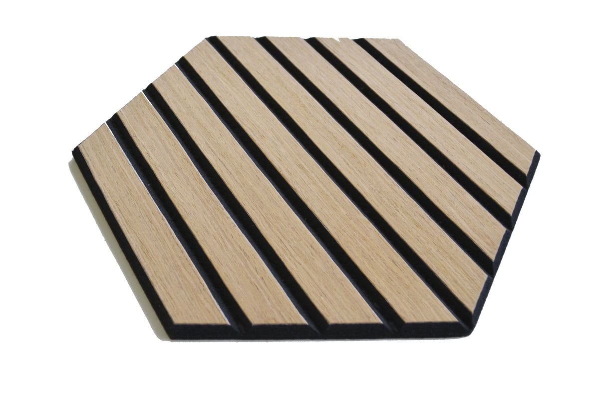 Medium Oak Self-Adhesive Acoustic Hexagons 26x30cm (Box of 5)