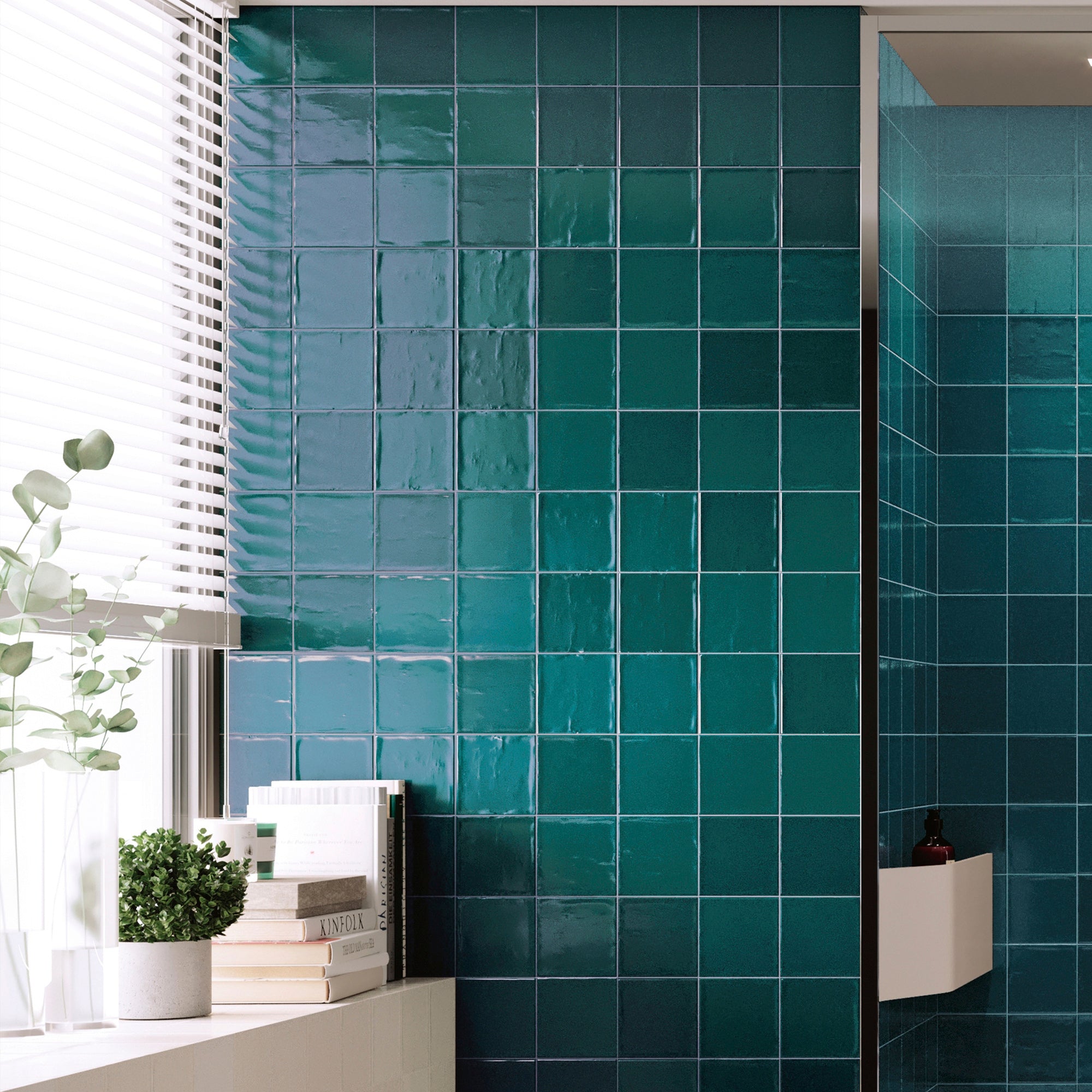 Calleo Bondi Blue Green Ceramic Gloss Wall Tile 15x15cm