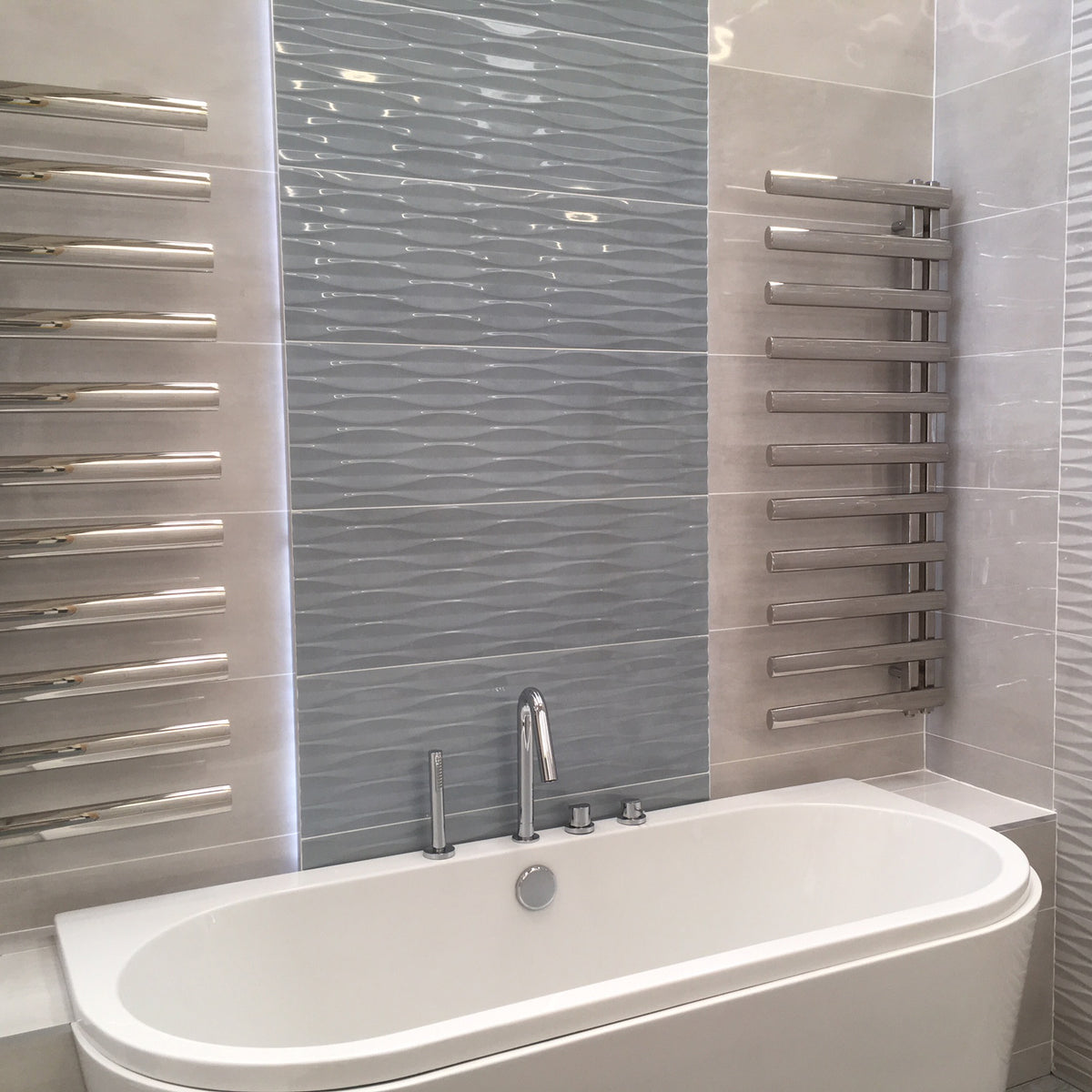 Titanium Aqua Blue 3D Gloss Ceramic Wall Tile 30x90cm