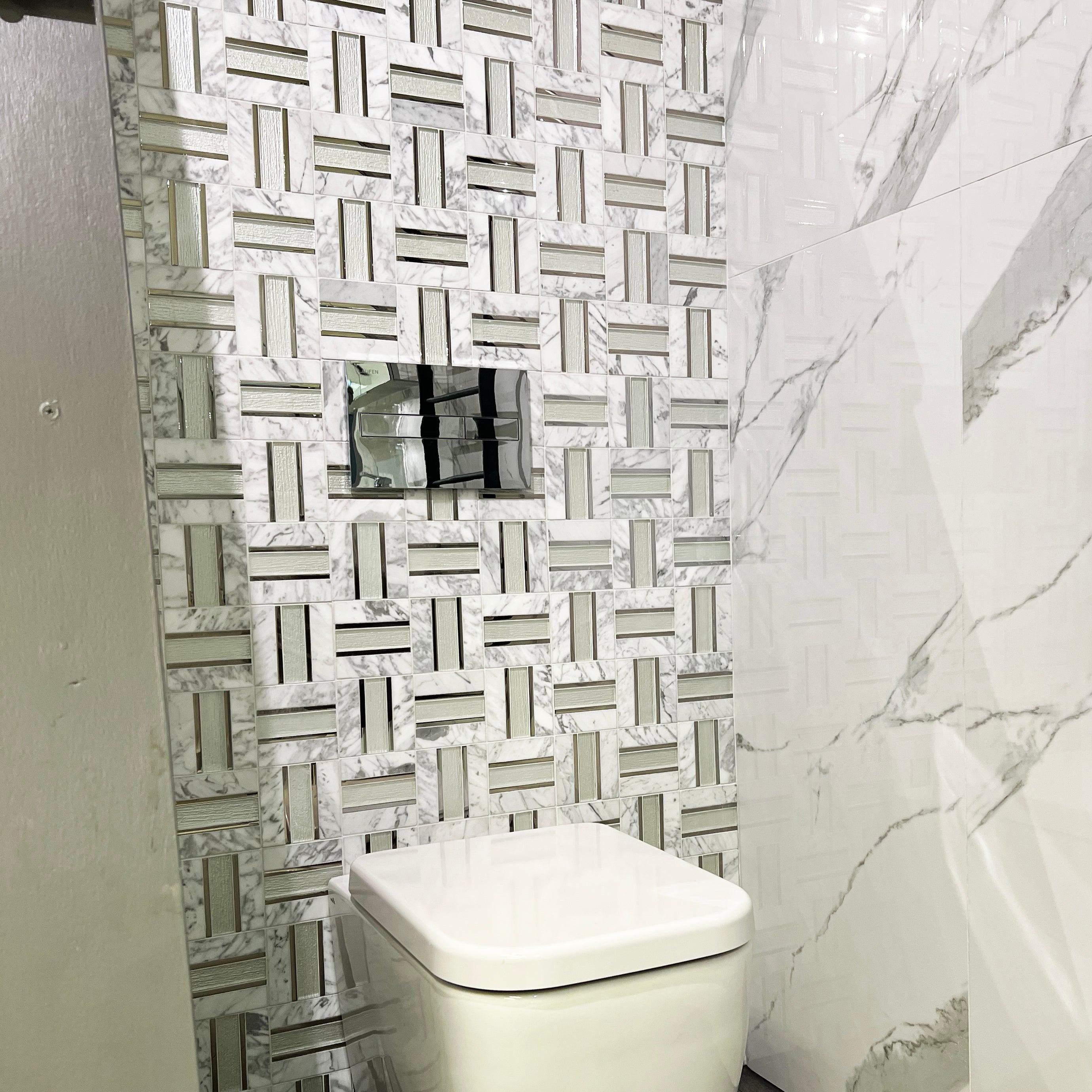 Marquis Silver Metal, Glass & Marble Gloss Mosaic 30x30cm