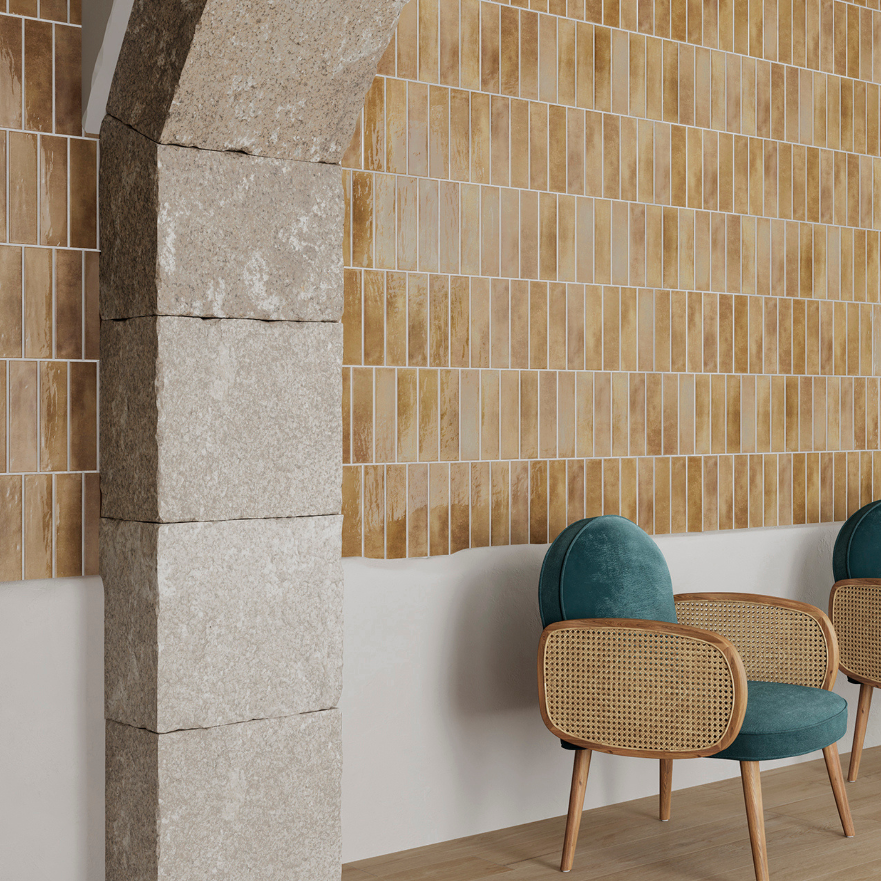 Imbue Cotto Gold Porcelain Slip Resistant Brick Tile 6x25cm