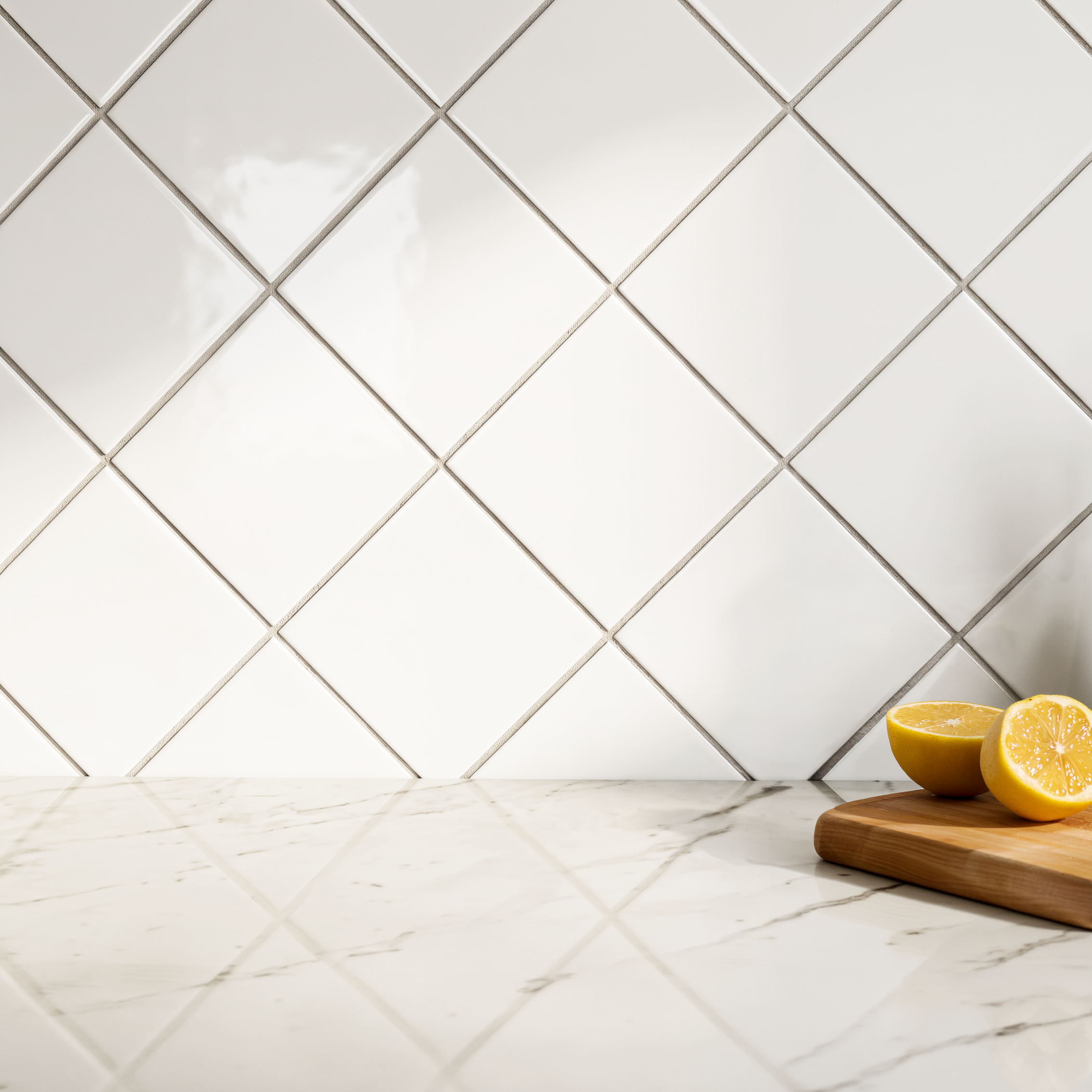 Keystone Flat White Ceramic Gloss Wall Tile 15x15cm