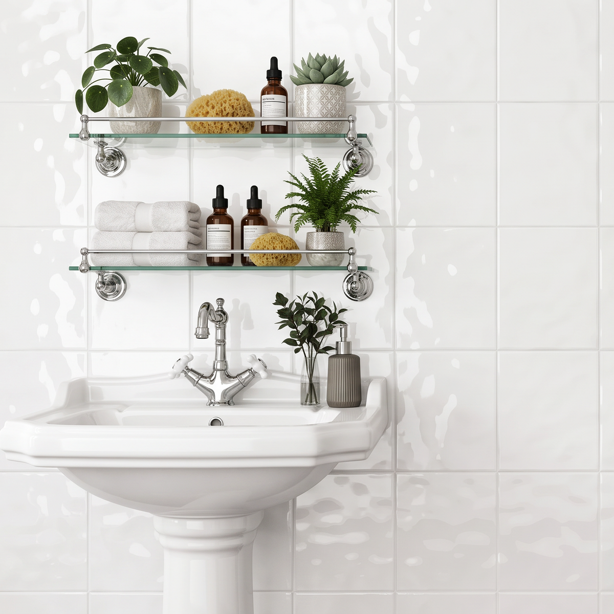 Keystone Bumpy White Ceramic Gloss Wall Tile 20x25cm