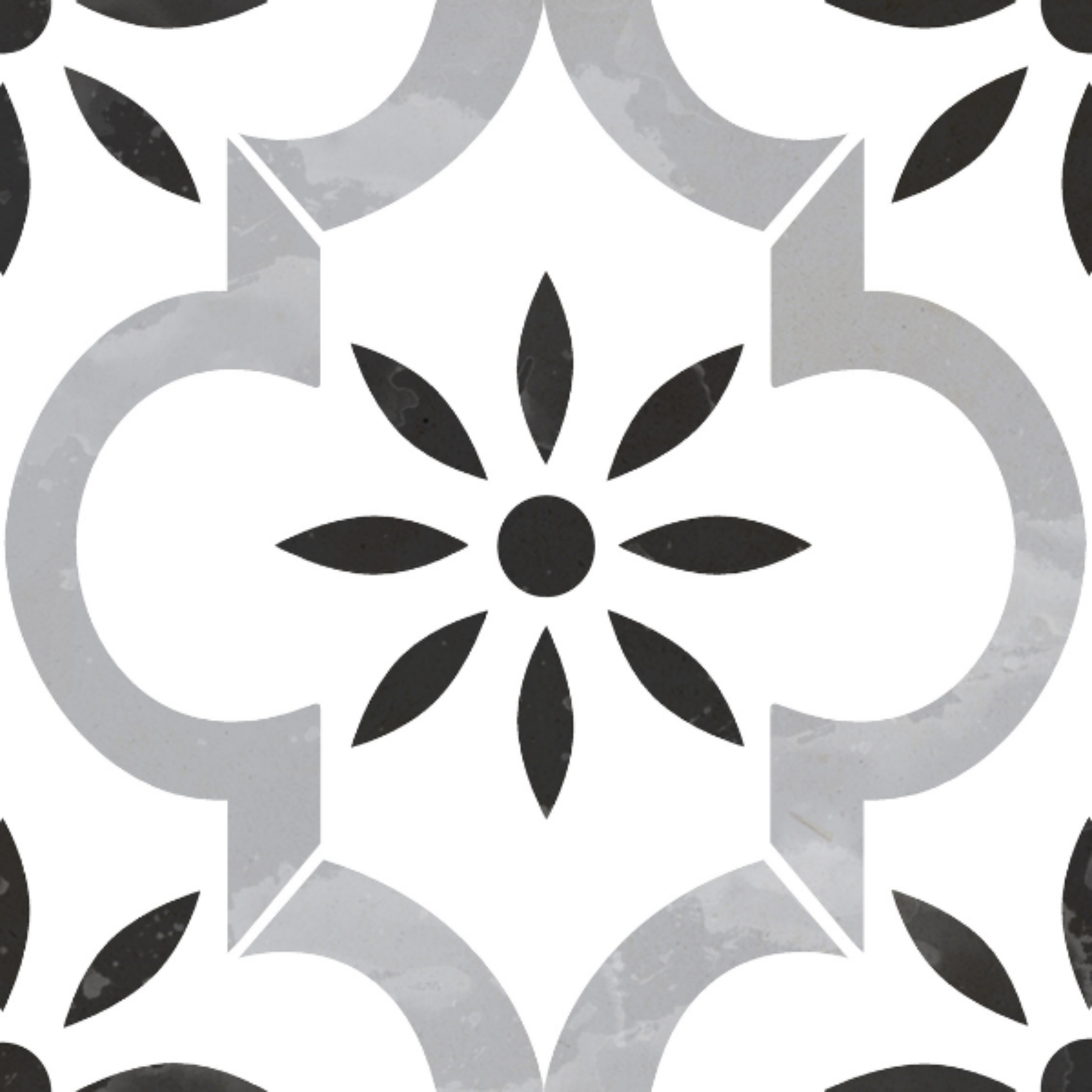 Kenama Azila Grey Pattern Porcelain Matt Tile 20x20cm