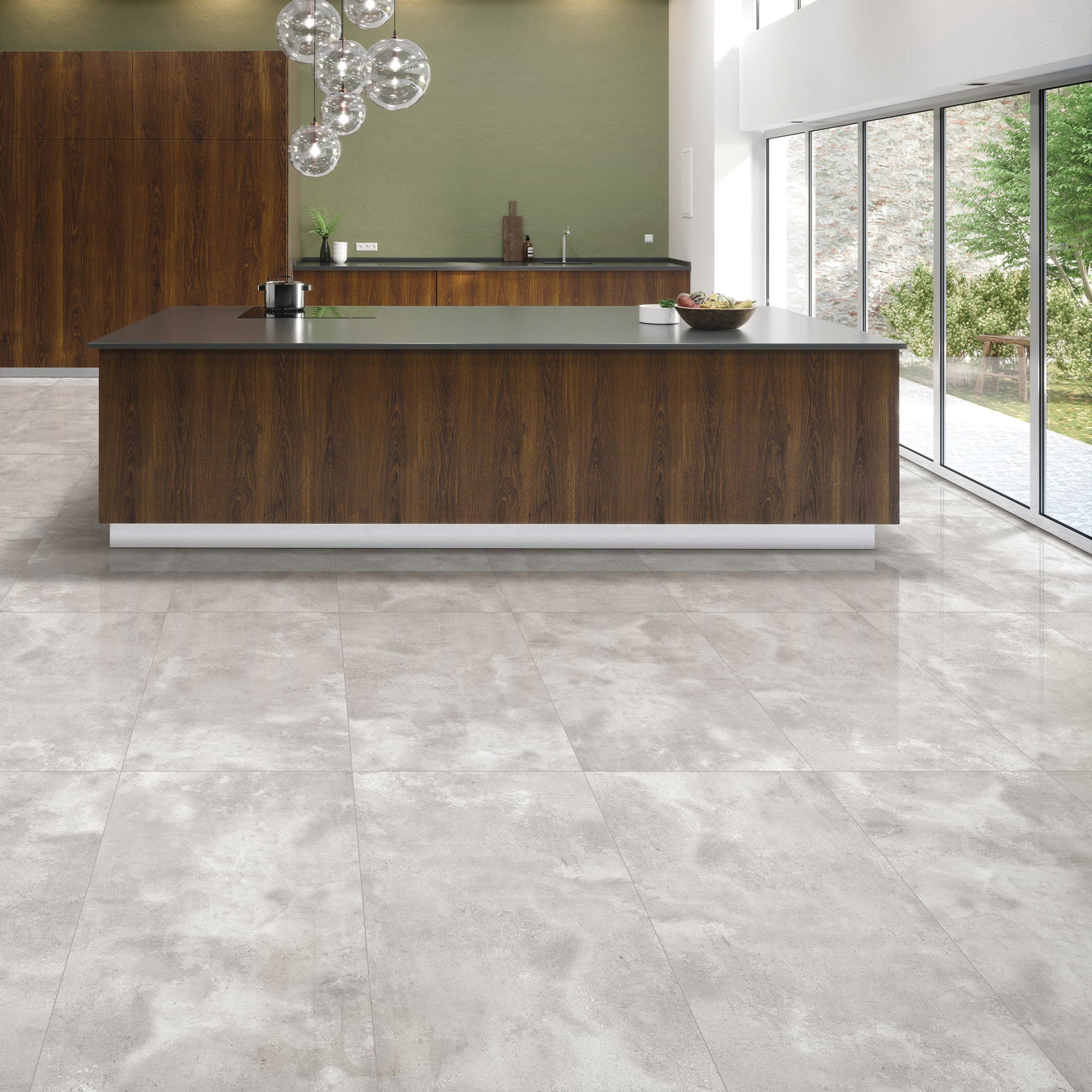 Lux Grey Porcelain Polished Rectified Large Tile 60x120cm
