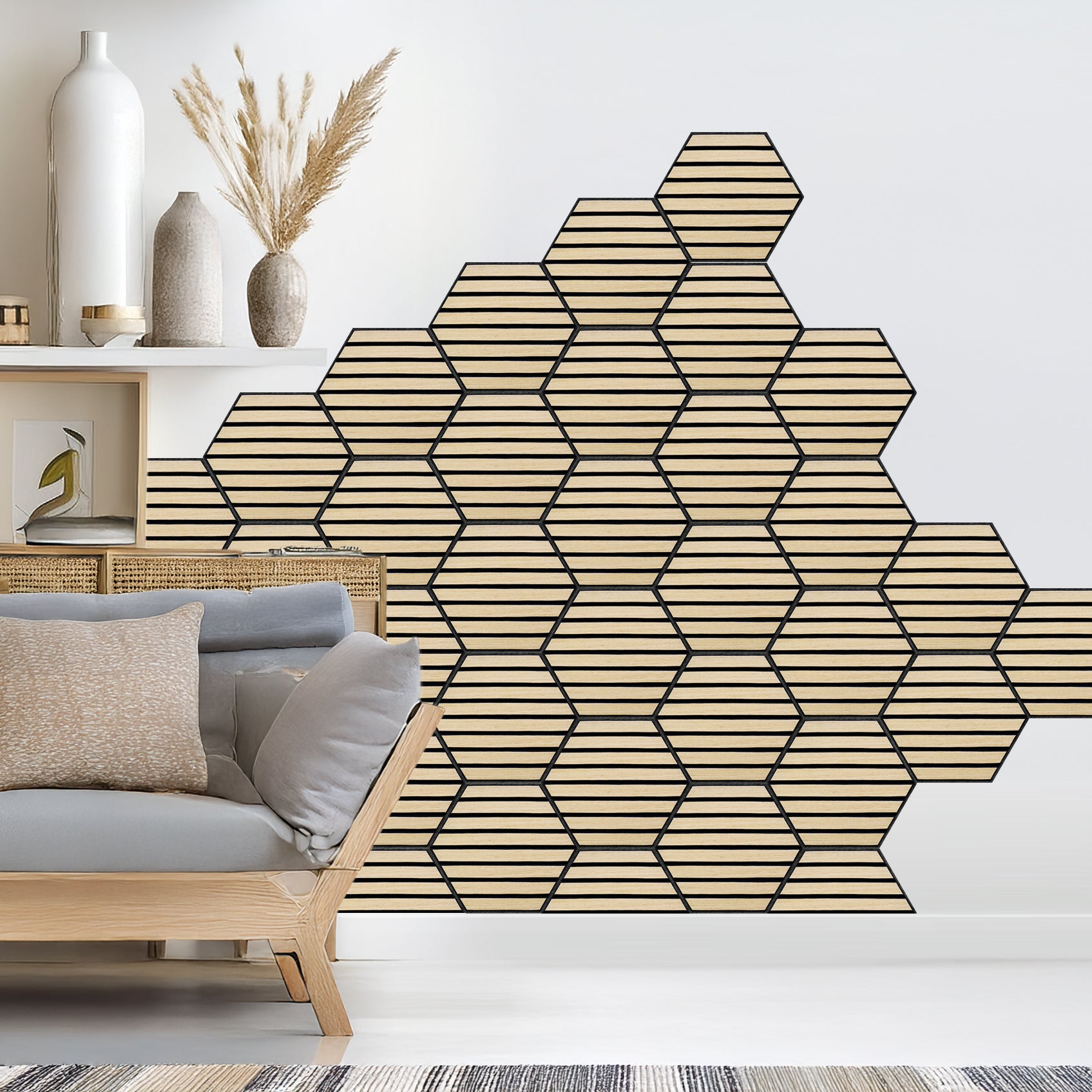 Light Oak Self-Adhesive Acoustic Hexagons 26x30cm (Box of 5)