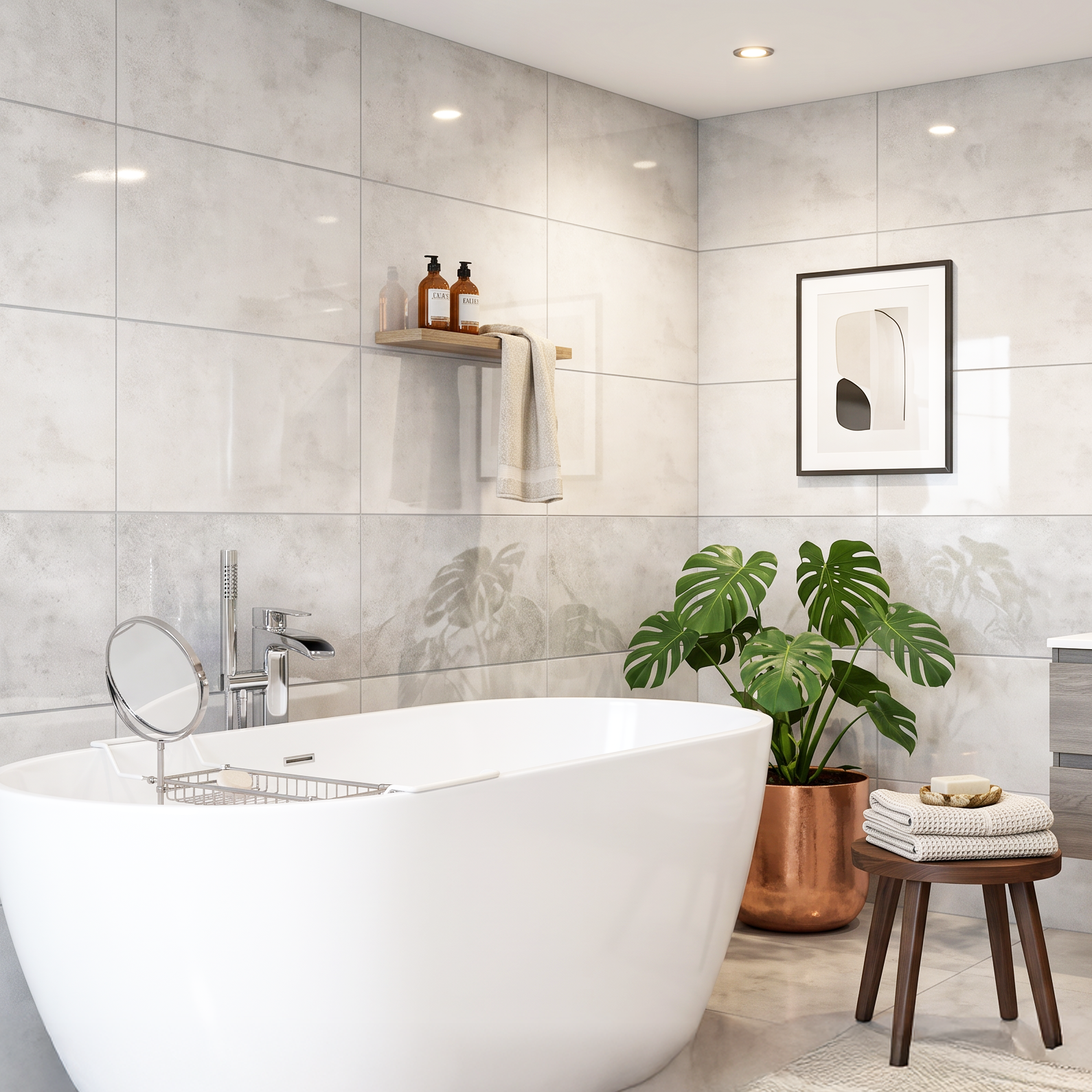 Lux Grey Porcelain Polished Rectified Tile 30x60cm