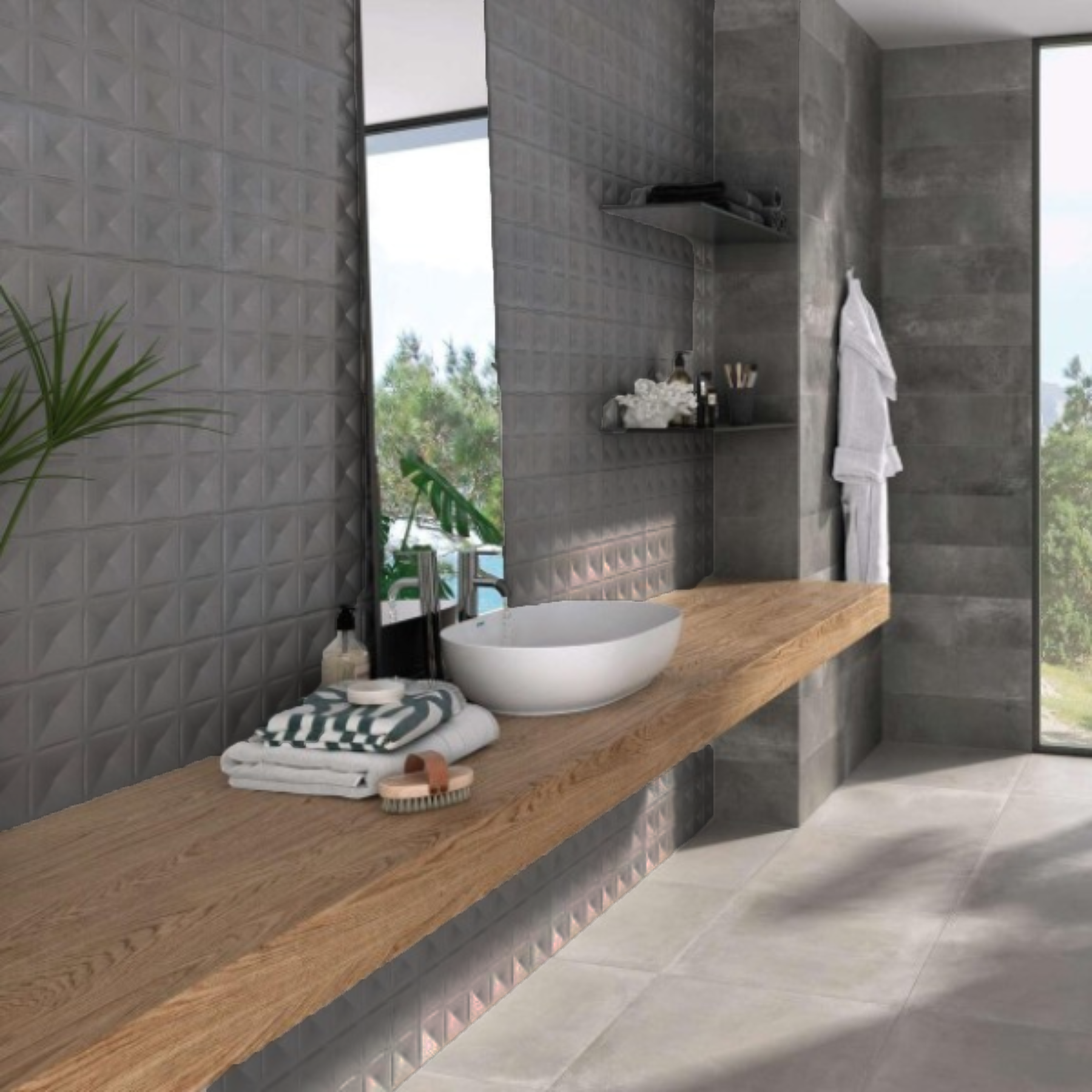 Malang Anthracite Decor Ceramic Matt 33x55cm