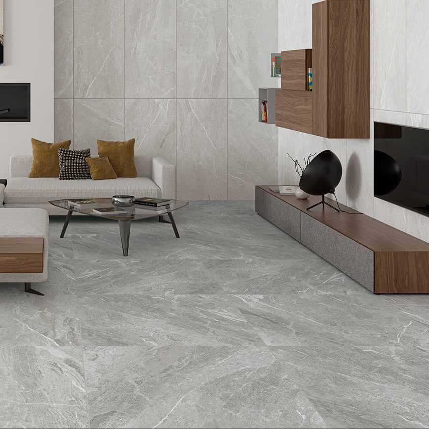 Miami Grey Stone Effect Porcelain Large Tile 99.5x99.5cm