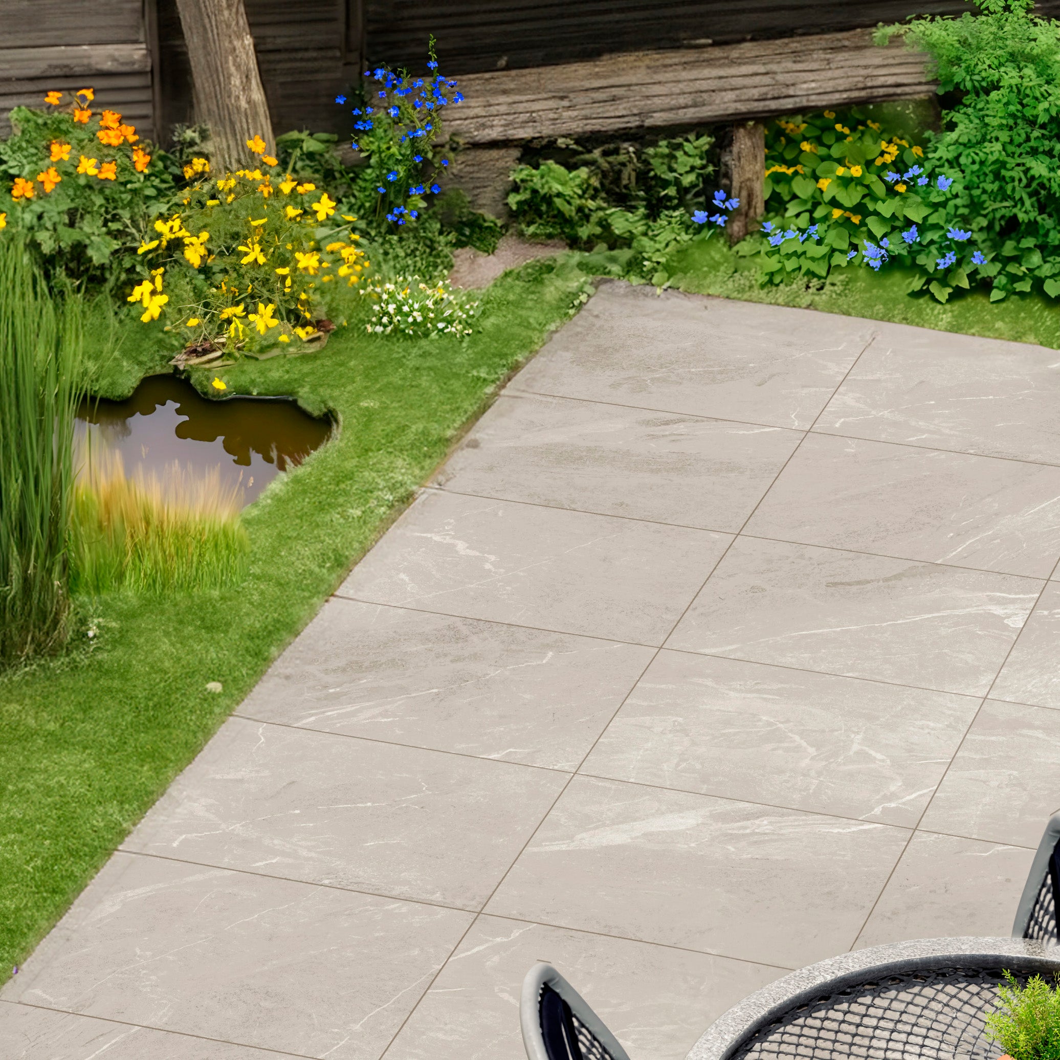 Miami Cream Porcelain Stone Effect Patio Tile 59.5x90cm 2cm