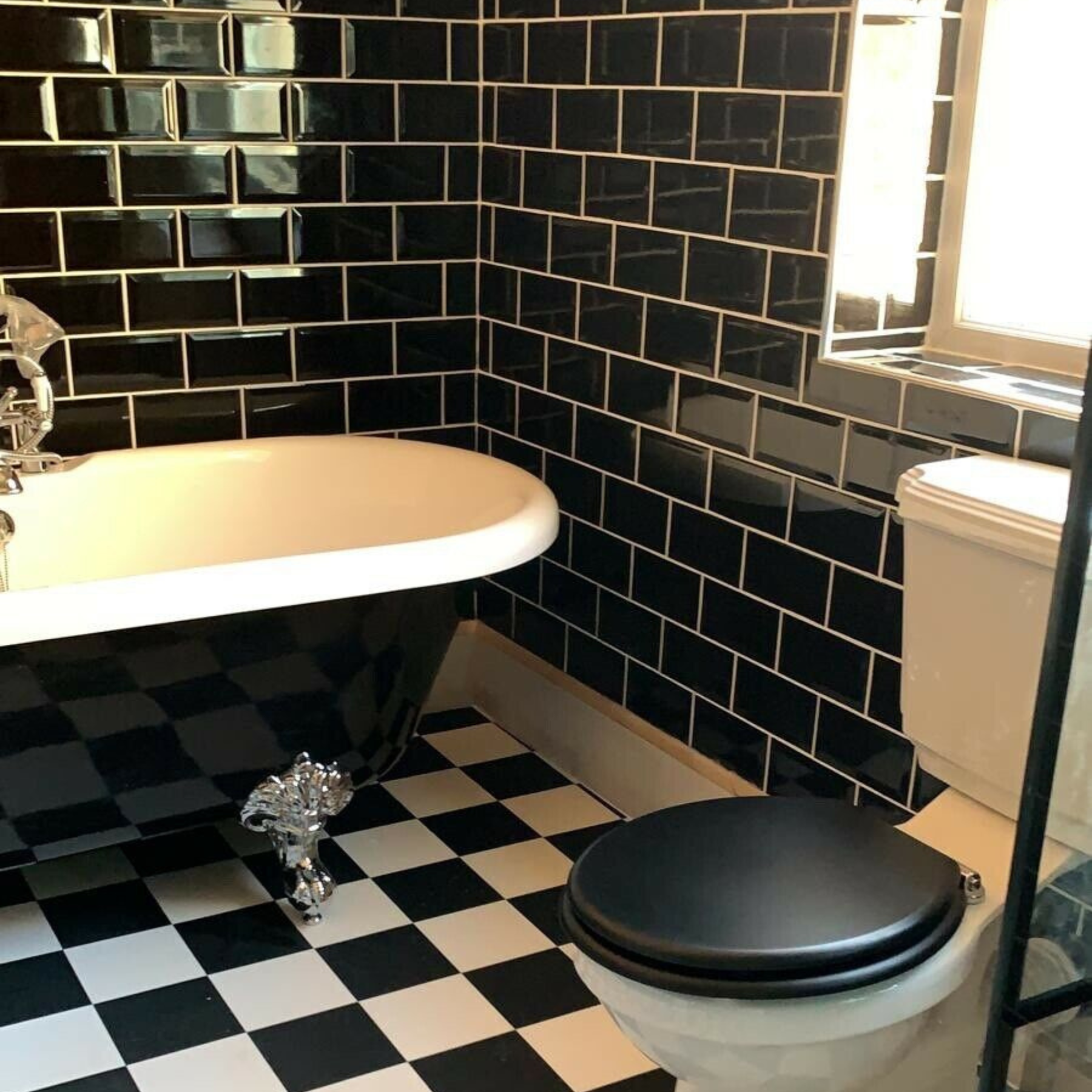 Prismatic Black Brick Bevel Ceramic Gloss Wall Tile 10x20cm