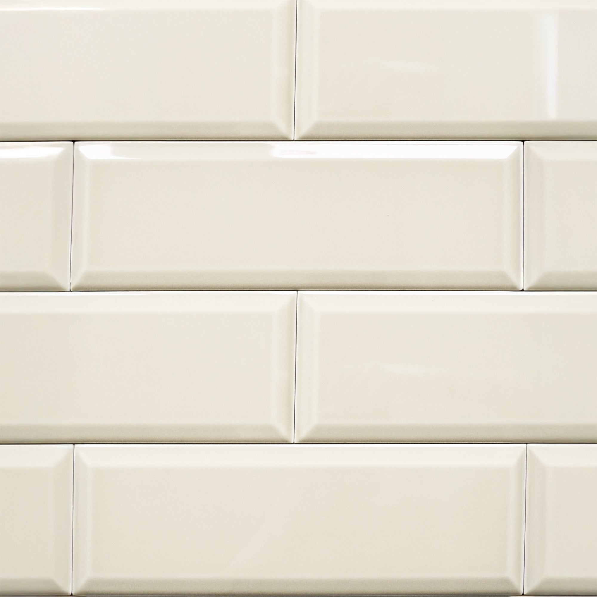 Prismatic Buttermilk Bevel Ceramic Gloss Wall Tile 10x30cm