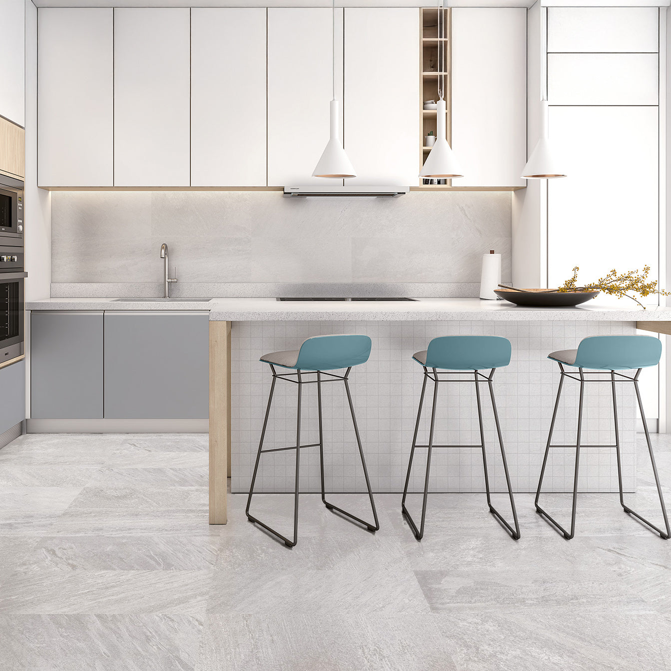 Morelia Pearl Grey Stone Effect Porcelain Matt Tile 30x60cm