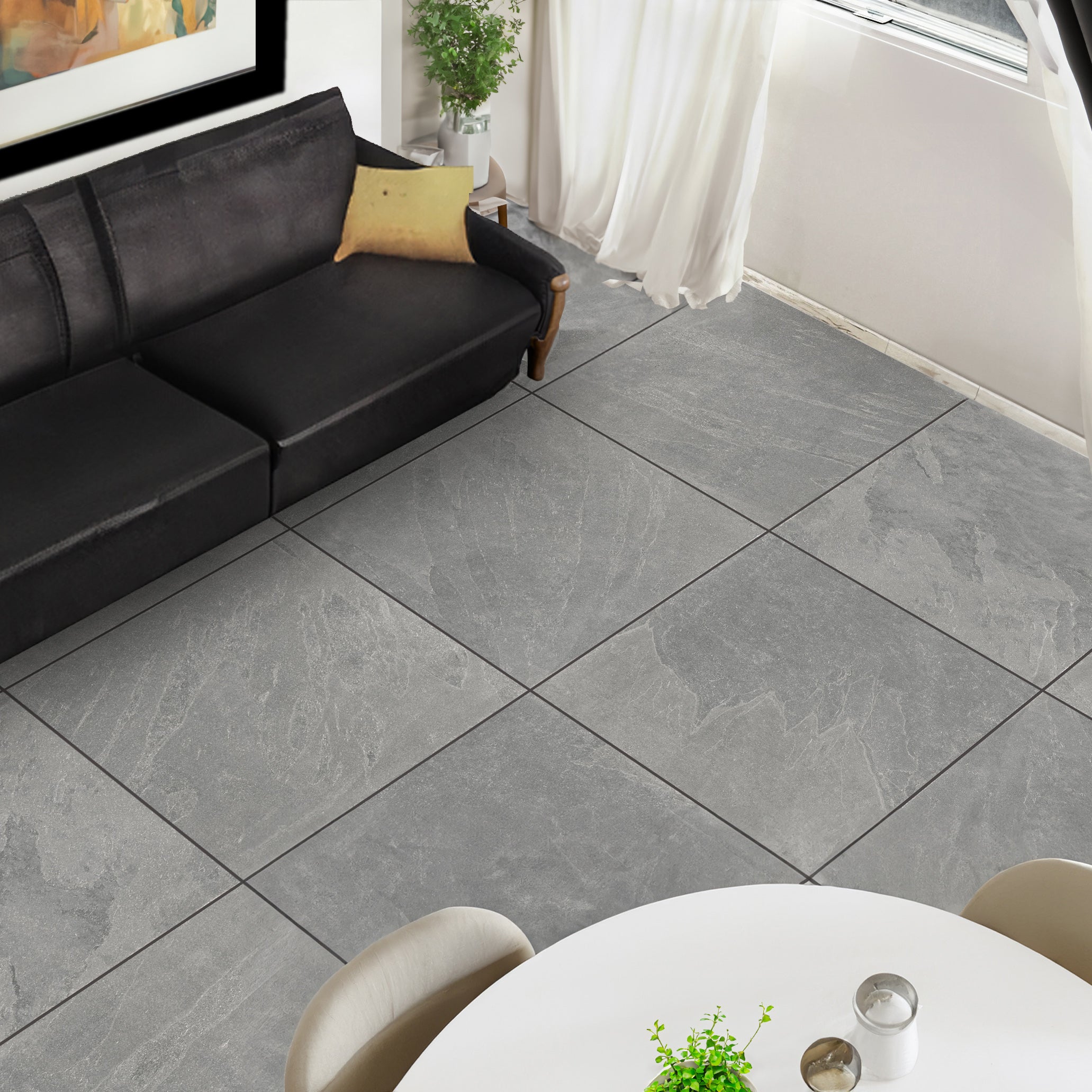 Madison Grey Stone Effect Porcelain Tile 60x60cm