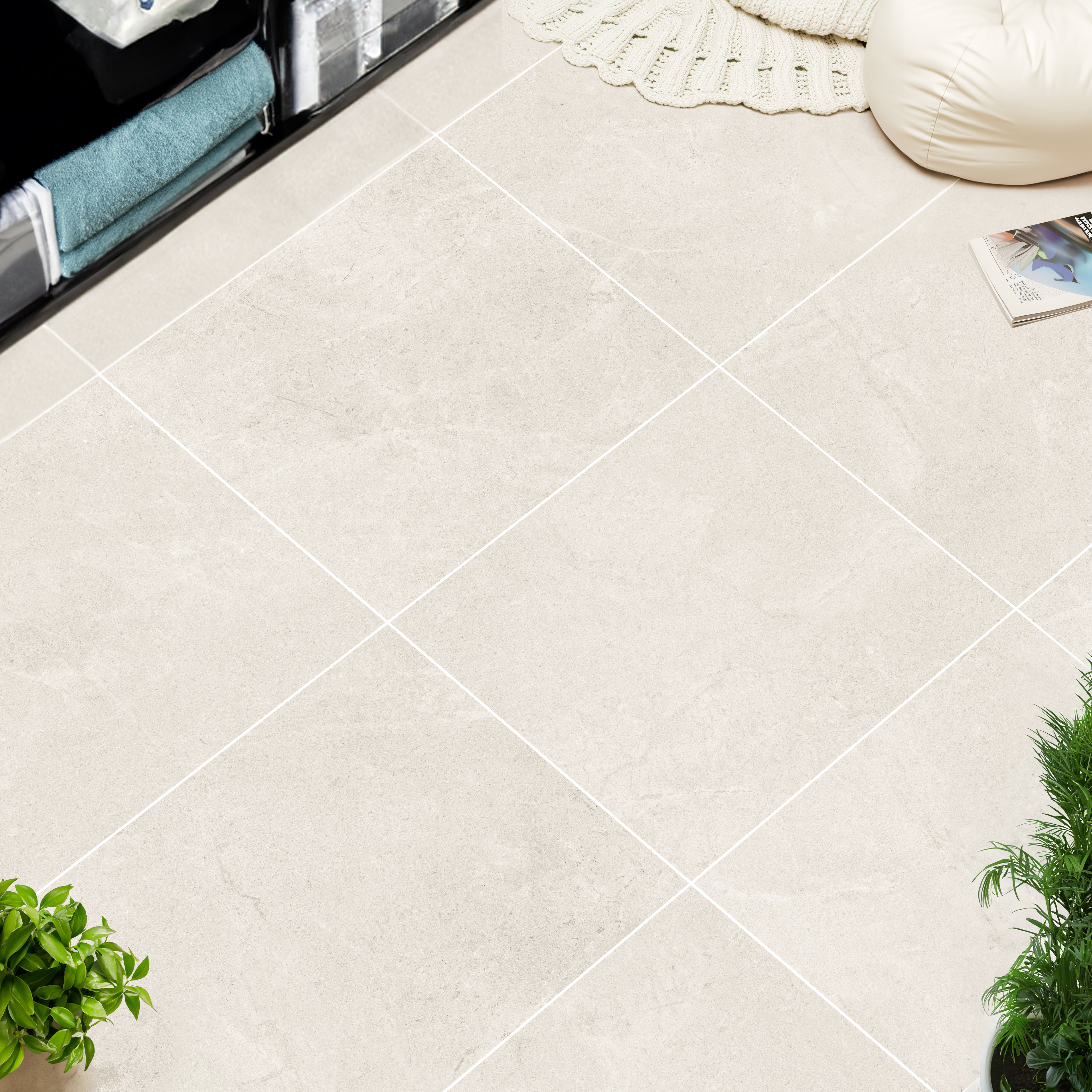 Marlow Bone Stone Effect Porcelain Matt Tile 60x60cm