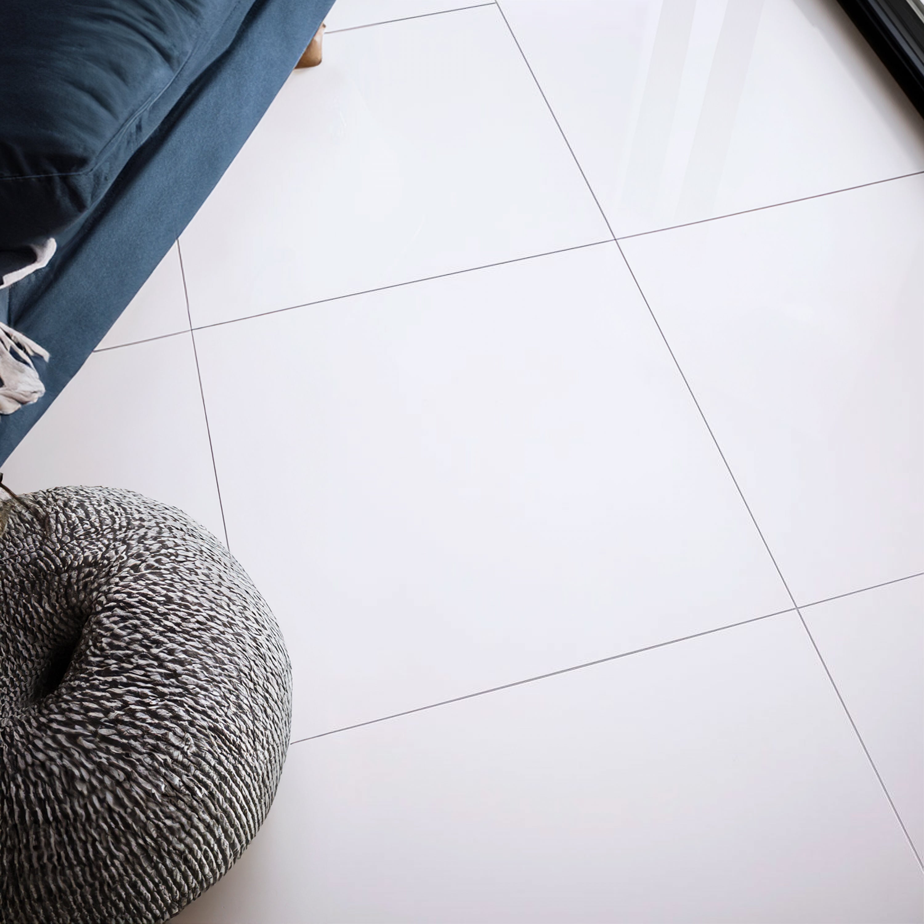 Molise White Polished Porcelain Rectified Tile 60x60cm