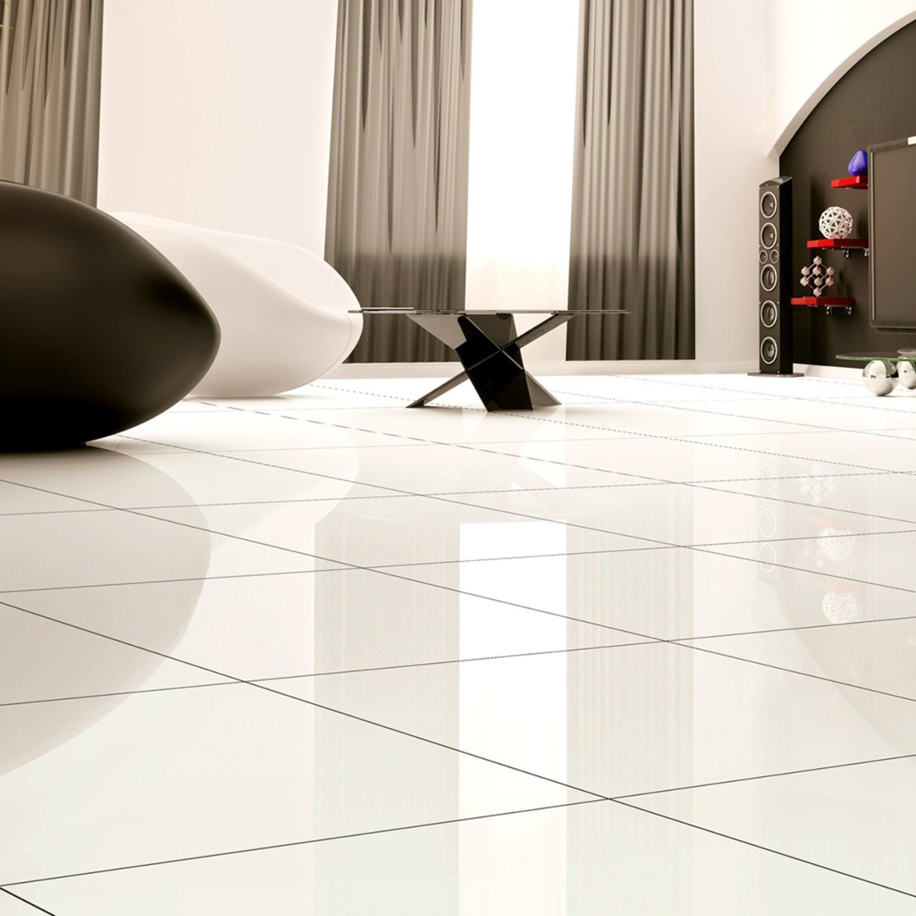 Molise White Polished Porcelain Rectified Tile 60x60cm