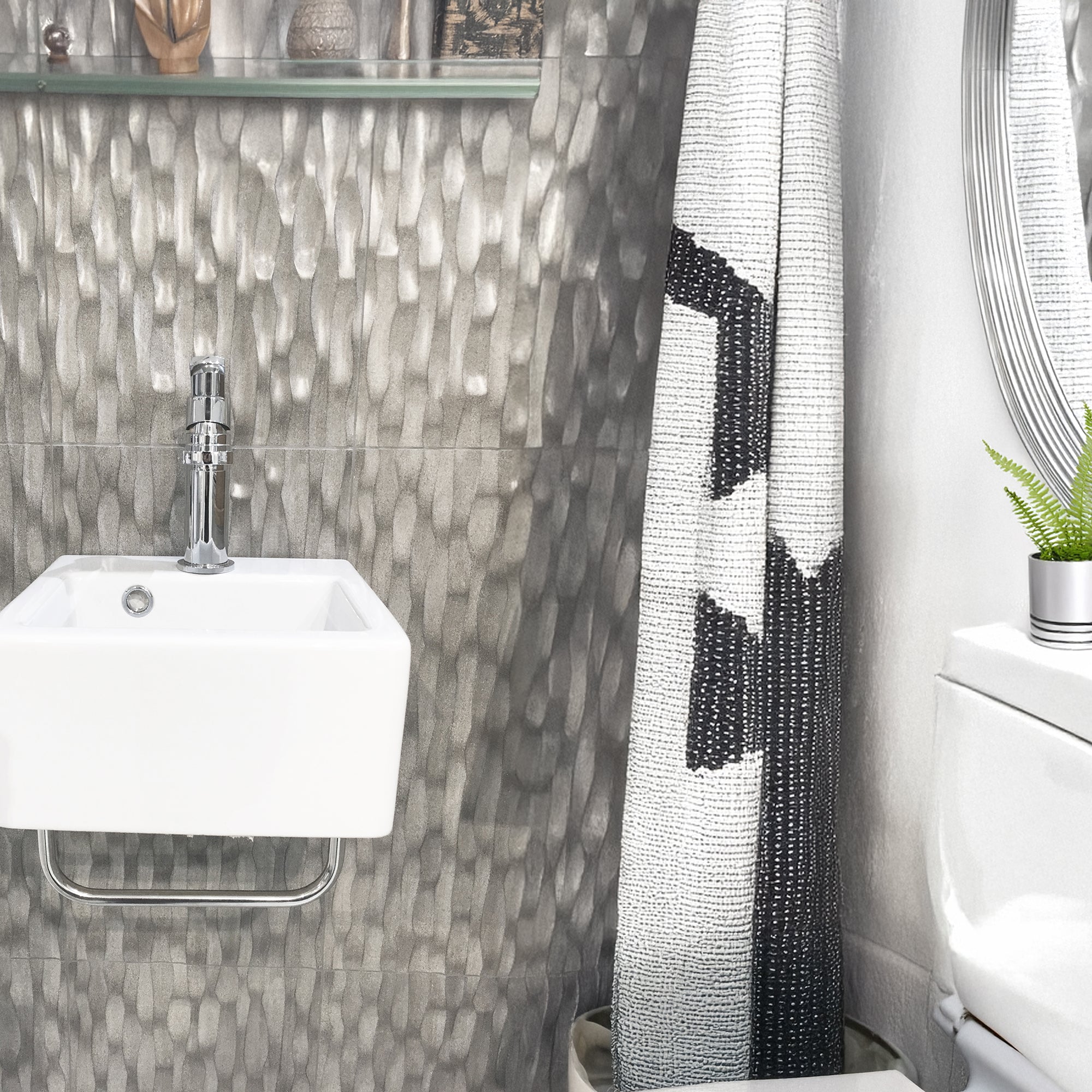 Marche Oxford Decor Silver Grey Ceramic Textured 30x60cm