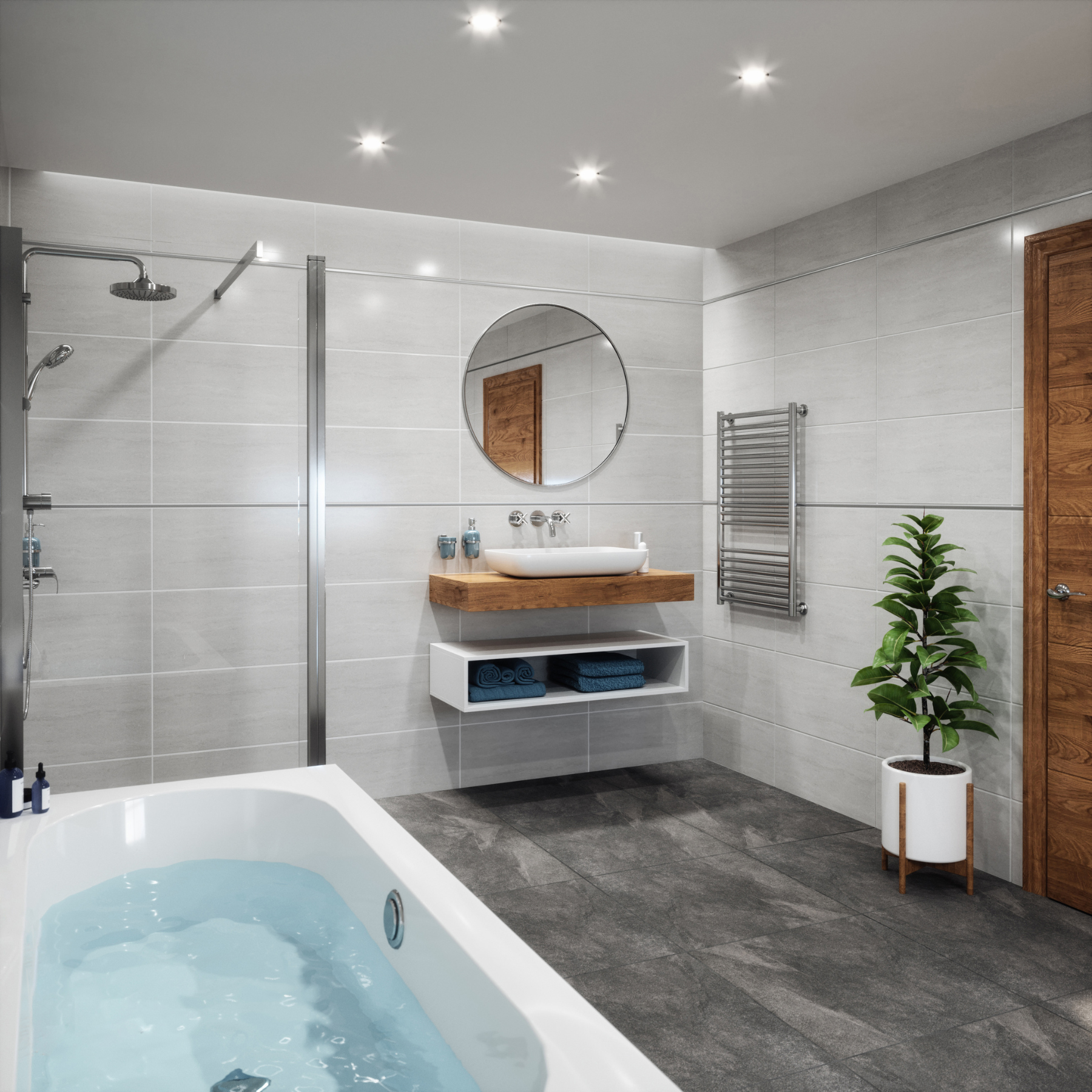 Manciano Black Stone Effect Porcelain Matt Tile 60x60cm