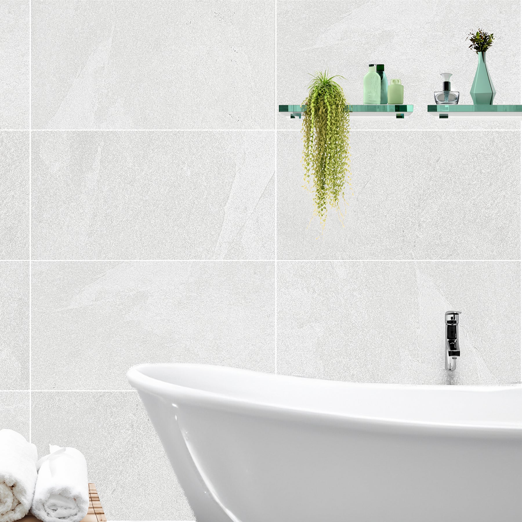 Manciano White Stone Effect Porcelain Matt Tile 29.9x60cm