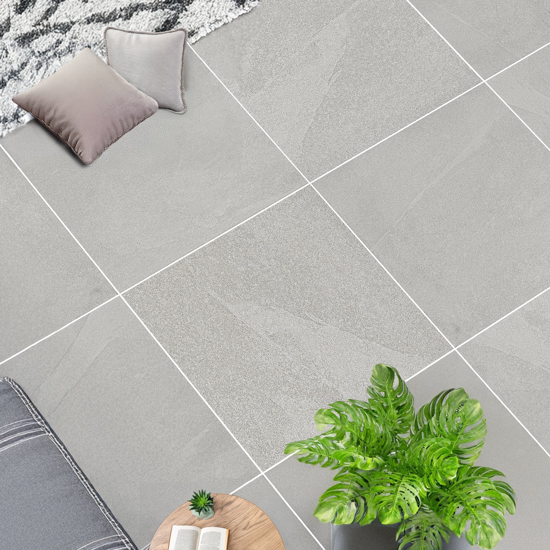 Manciano Grey Stone Effect Porcelain Matt Tile 60x60cm