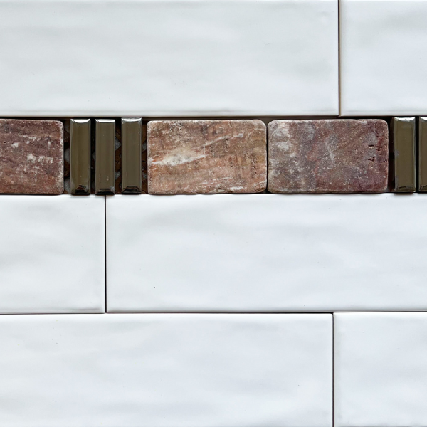 Napoli RedTravertine Stone 5x20cm Border