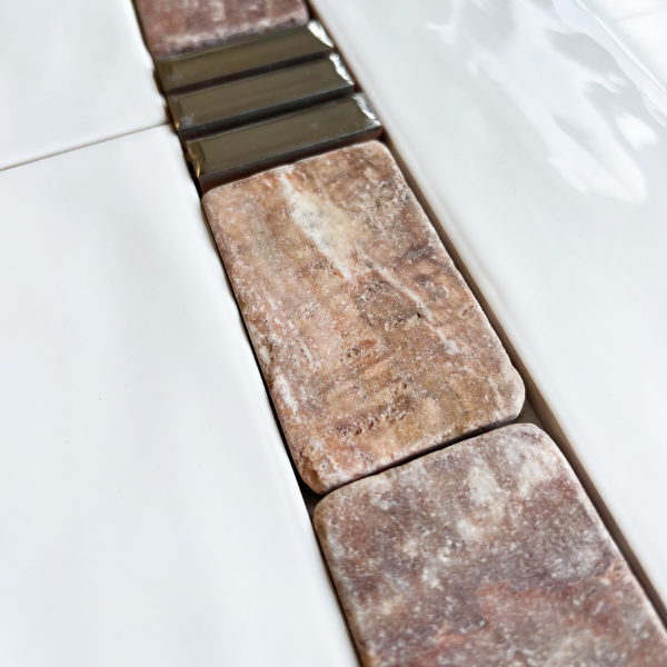 Napoli RedTravertine Stone 5x20cm Border
